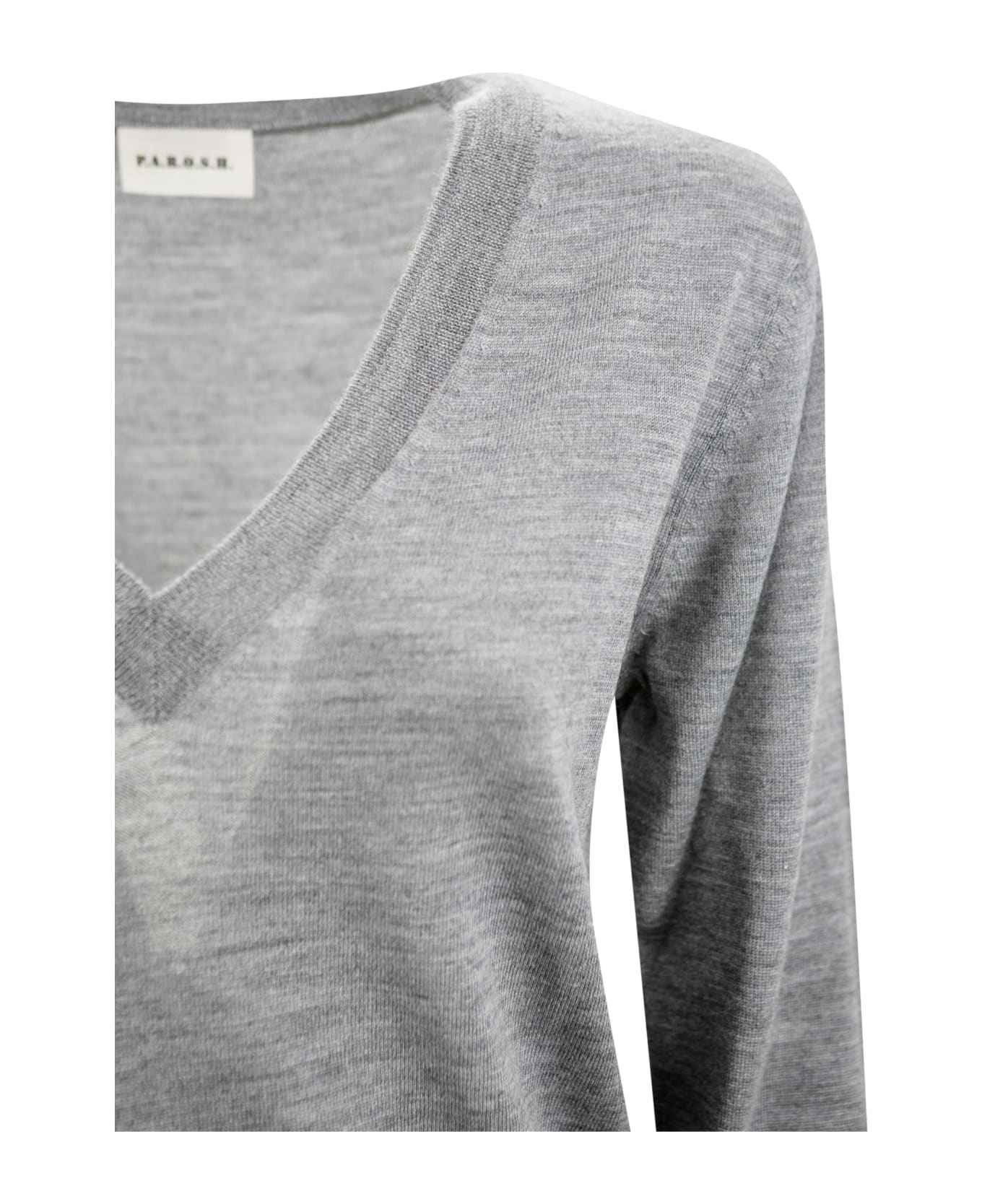 Parosh V-neck Fine-knit Jumper - Grey ニットウェア