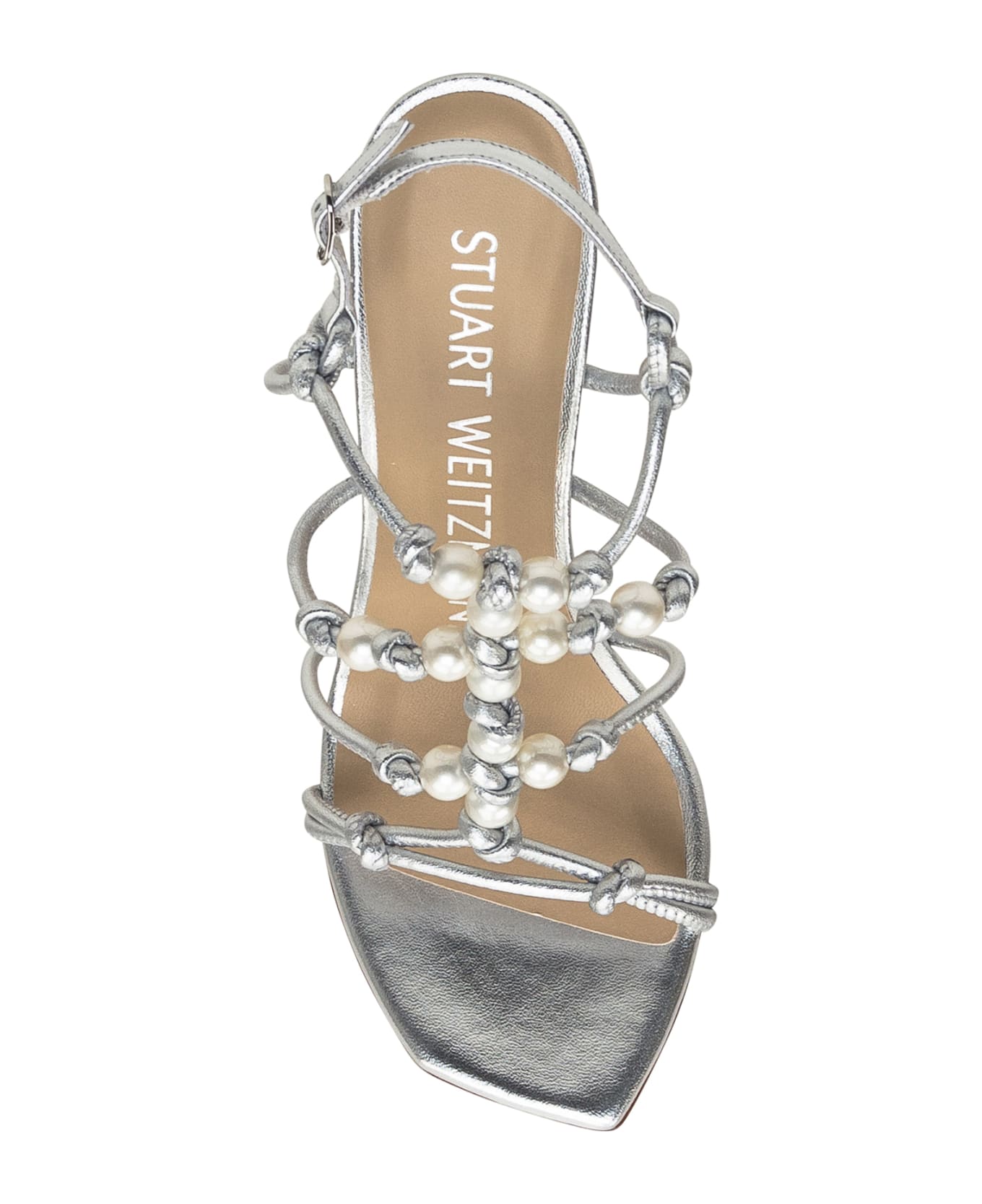 Stuart Weitzman Sandal With Pearls - ARGENTO