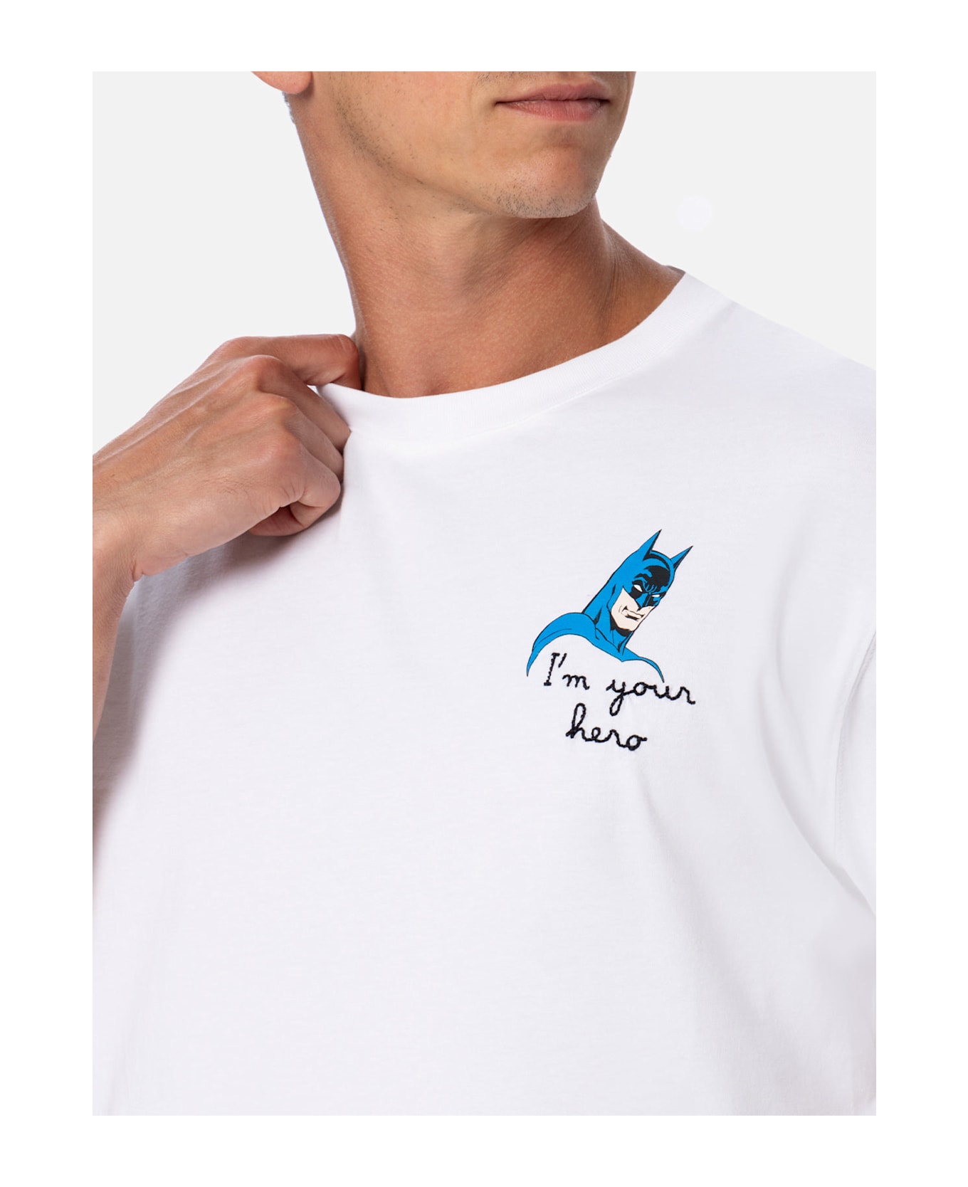 MC2 Saint Barth Man Cotton T-shirt With Batman Print And Embroidery | Batman Special Edition - WHITE