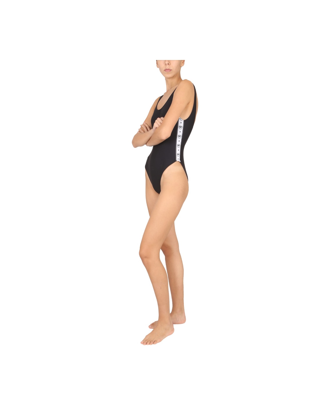 Chiara Ferragni Logomania One-piece Swimsuit - BLACK