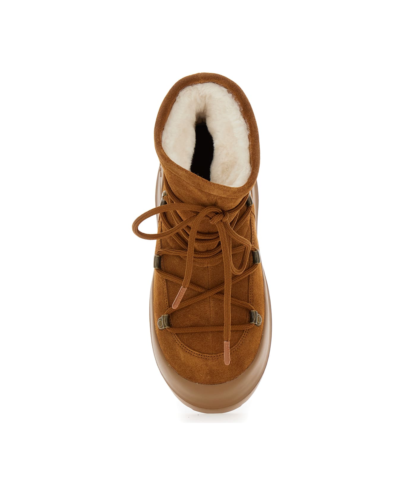 Moon Boot 
luna
 Brown Ankle Boots With Laces In Suede And Tech Fabric Woman - Brown