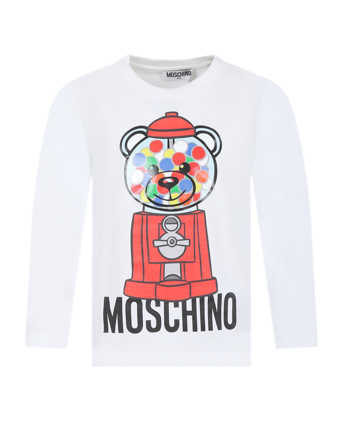 Moschino White T-shirt For Girl With Teddy Bear And Logo - White