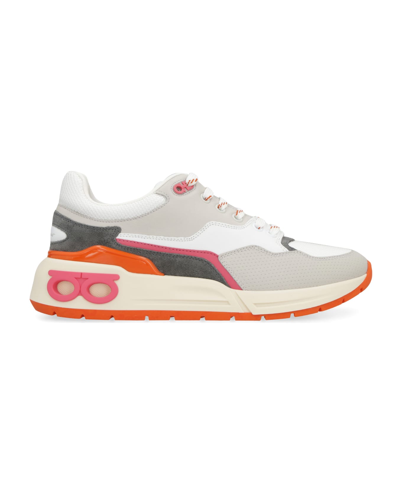 Ferragamo Leather And Fabric Low-top Sneakers - Multicolor
