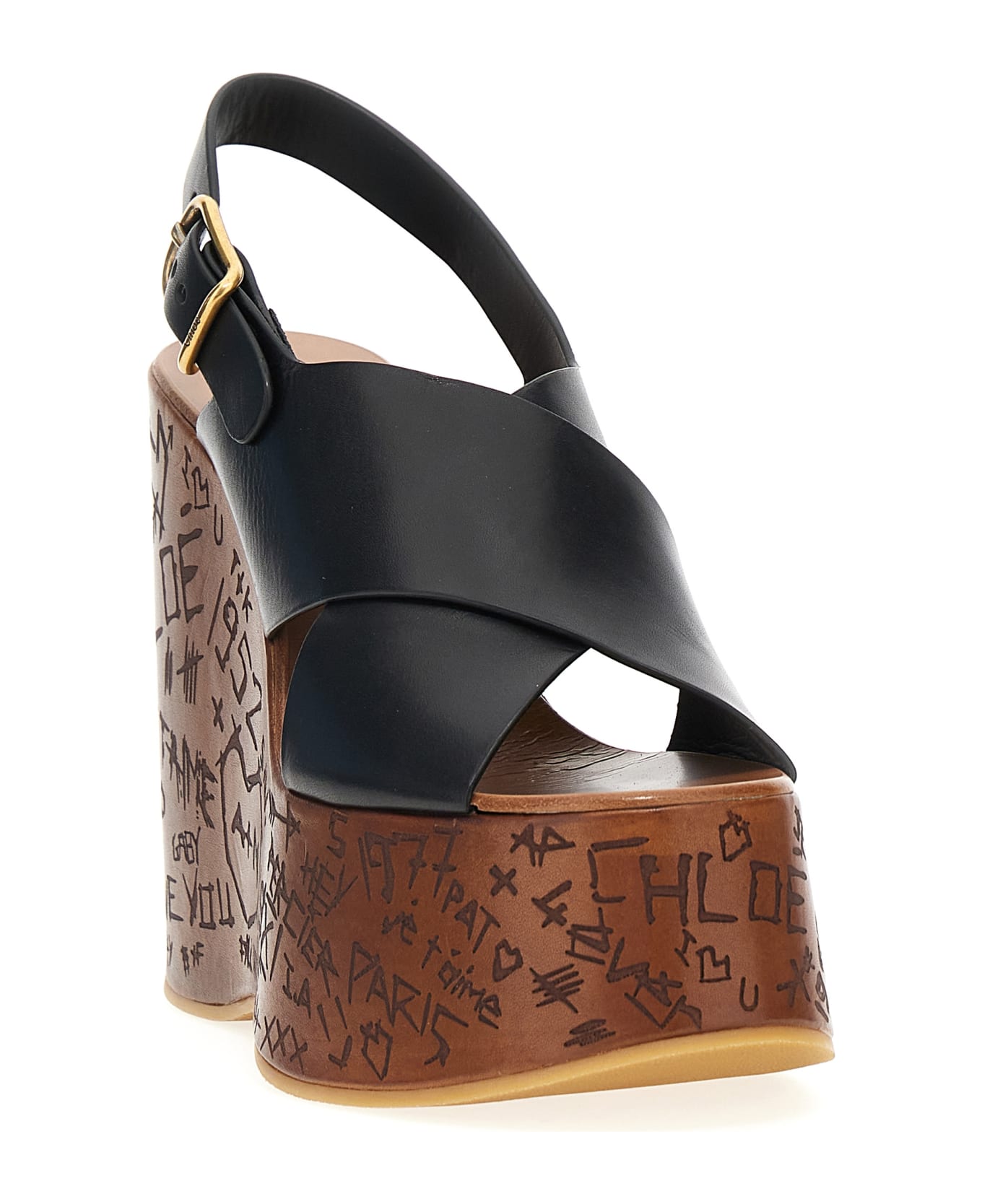 Chloé Maxime Wedge Sandal - Black