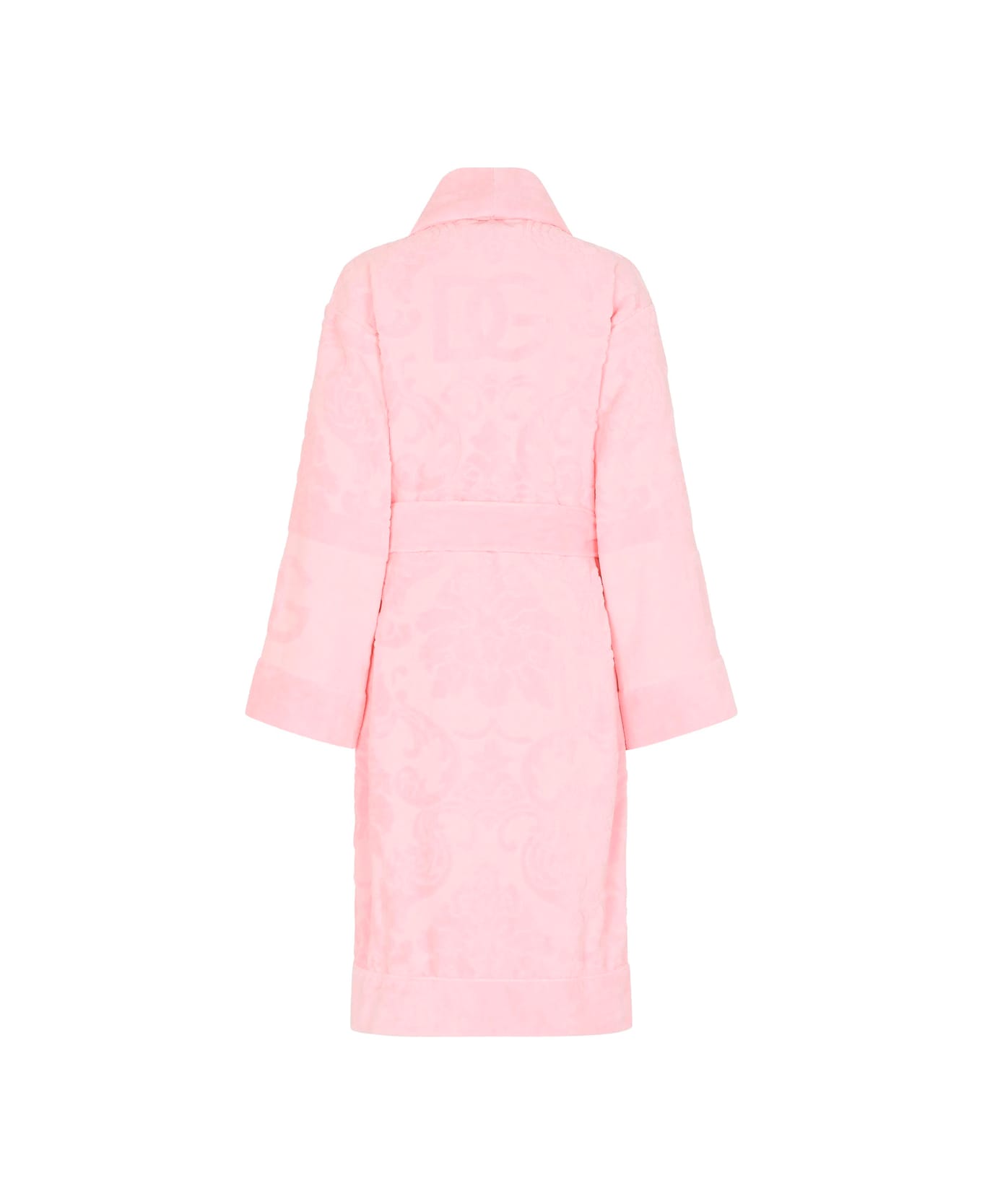 Dolce 
Gabbana Pink Bathrobe With Front Belt Closure And Two Front Maxi Patch Pockets In Cotton Home - Pink