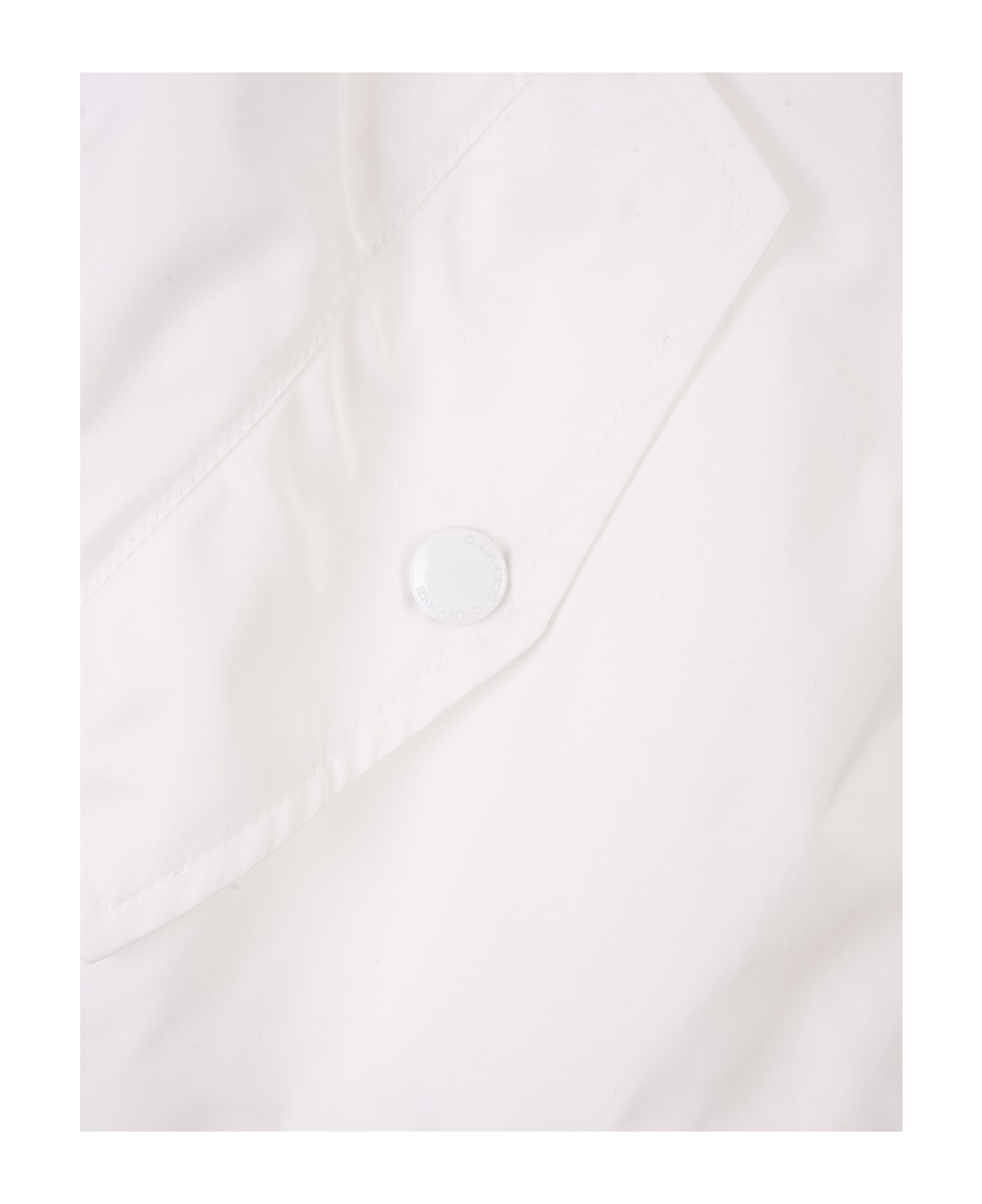 Ermanno Scervino White Short Windbreaker Jacket With Sangallo Lace - White