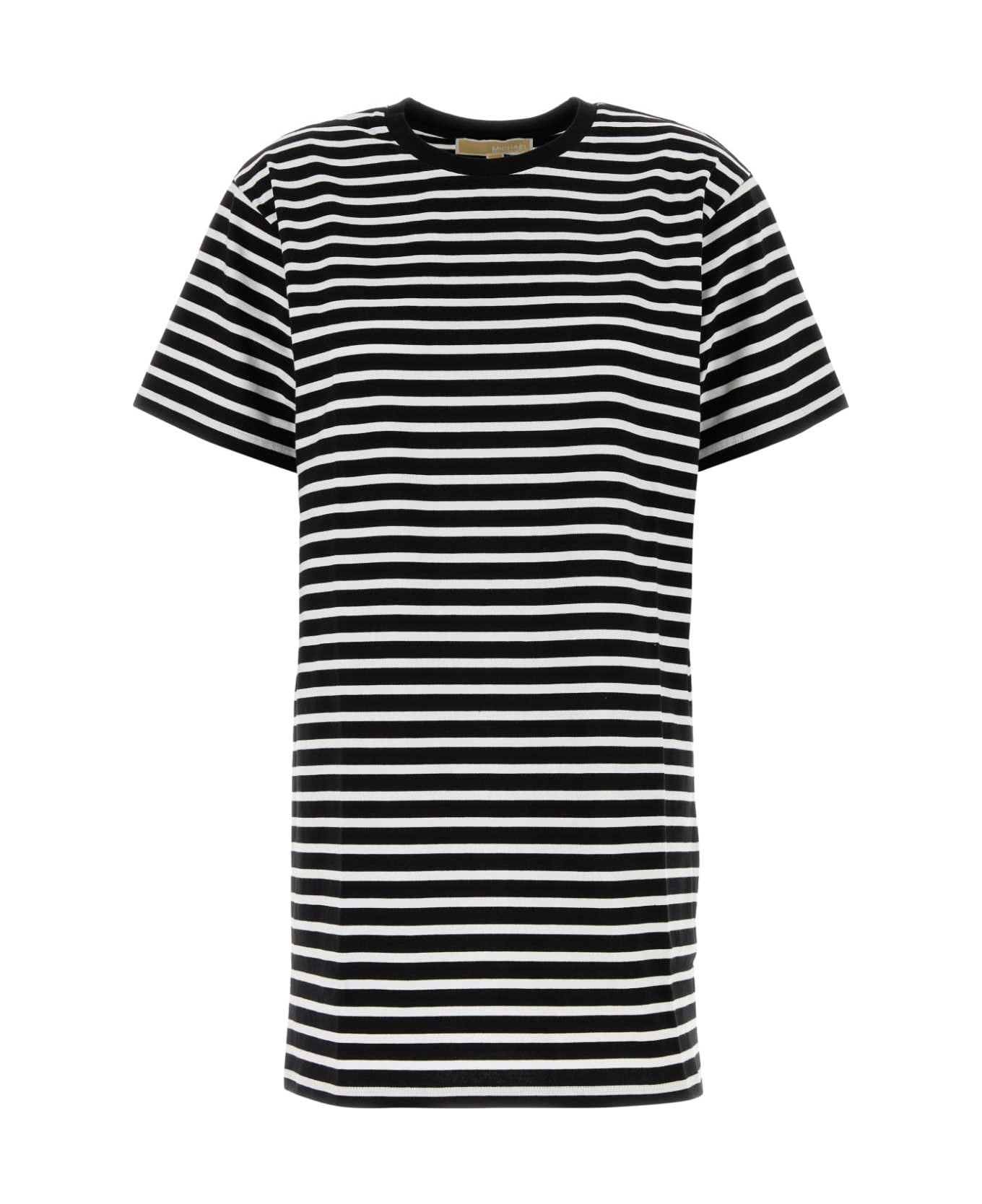 Michael Kors Embroidered Cotton T-shirt Dress - BLACK
