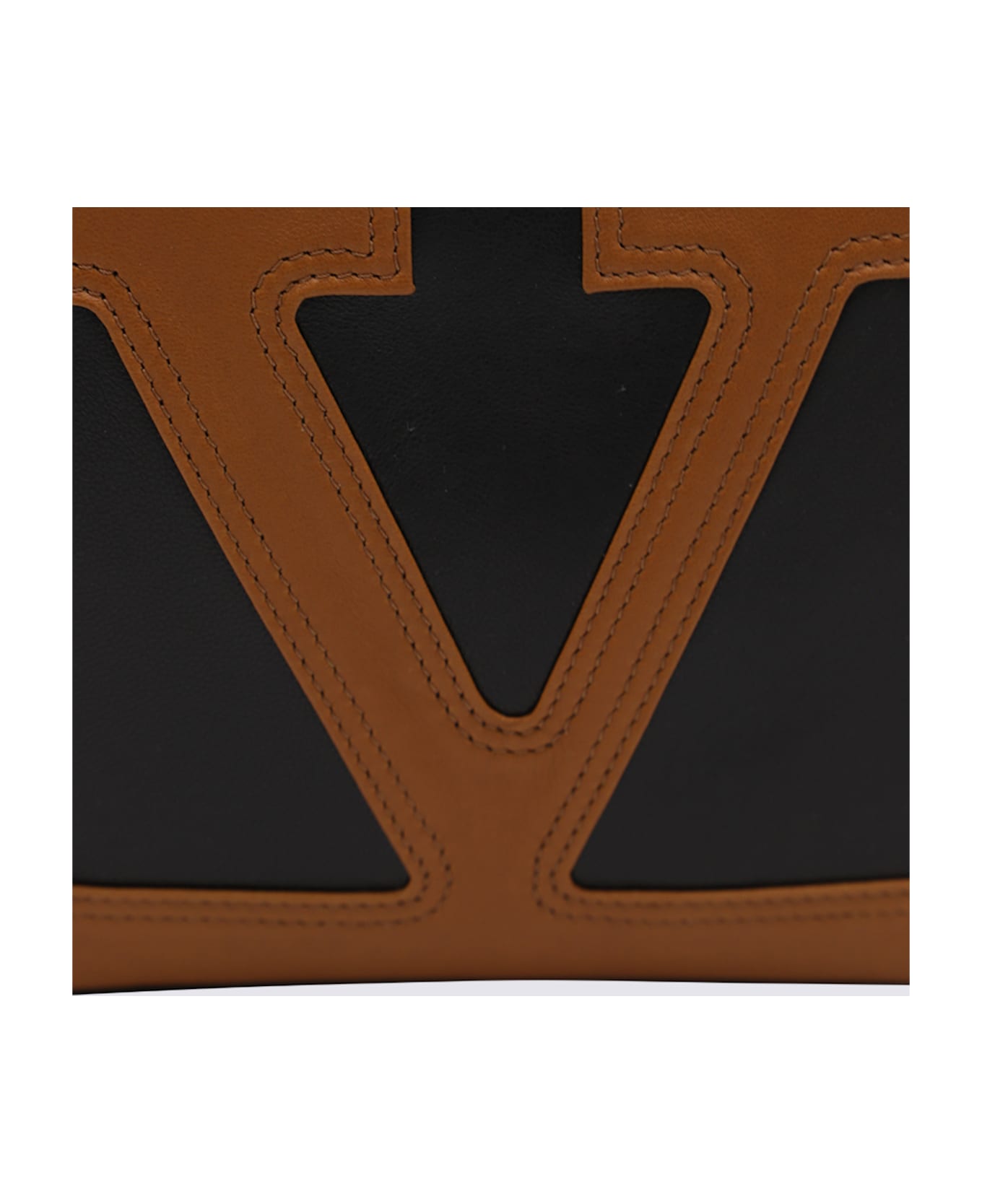 Valentino Garavani Black And Brown Leather Crossbody Bag - NERO/SPICE