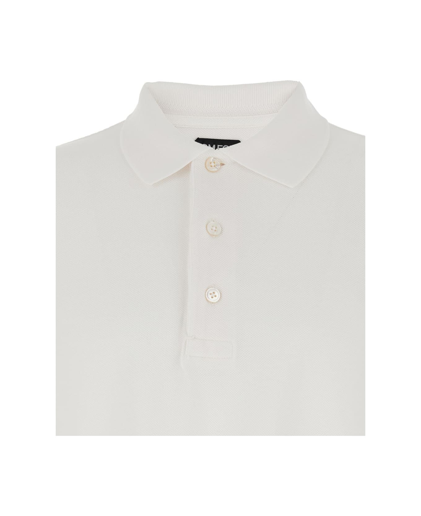 Tom Ford White Polo Shirt With Classic Collar In Cotton Blend Man - WHITE