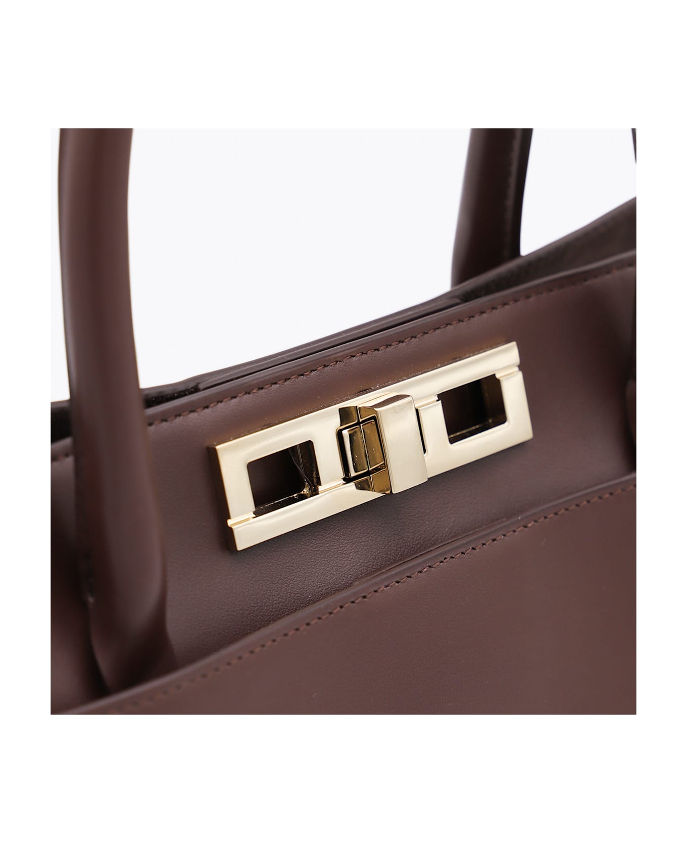 Fabiana Filippi Brown Leather Top Handle Bag - Ebony