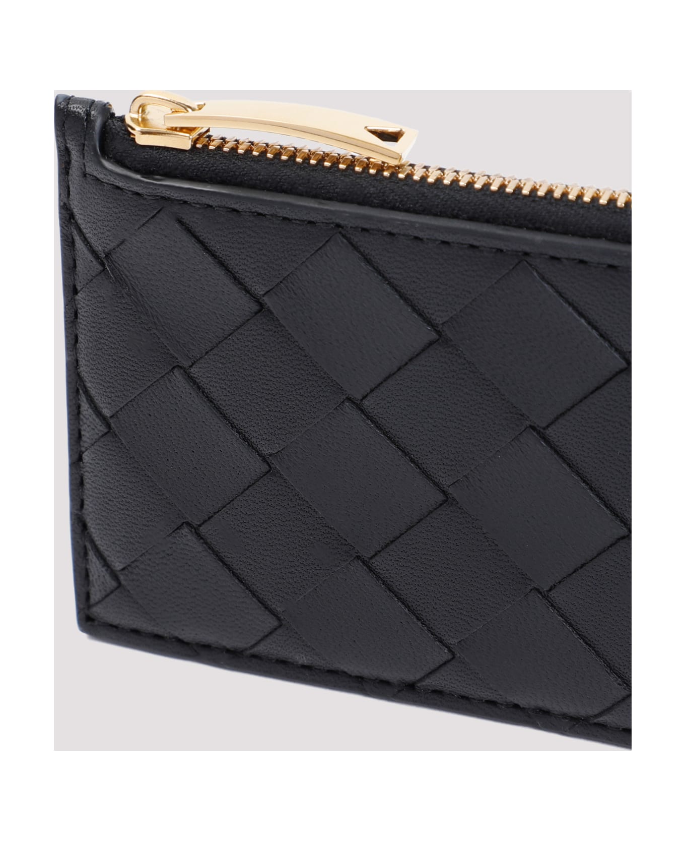 Bottega Veneta Zipped Card Case - Black Gold