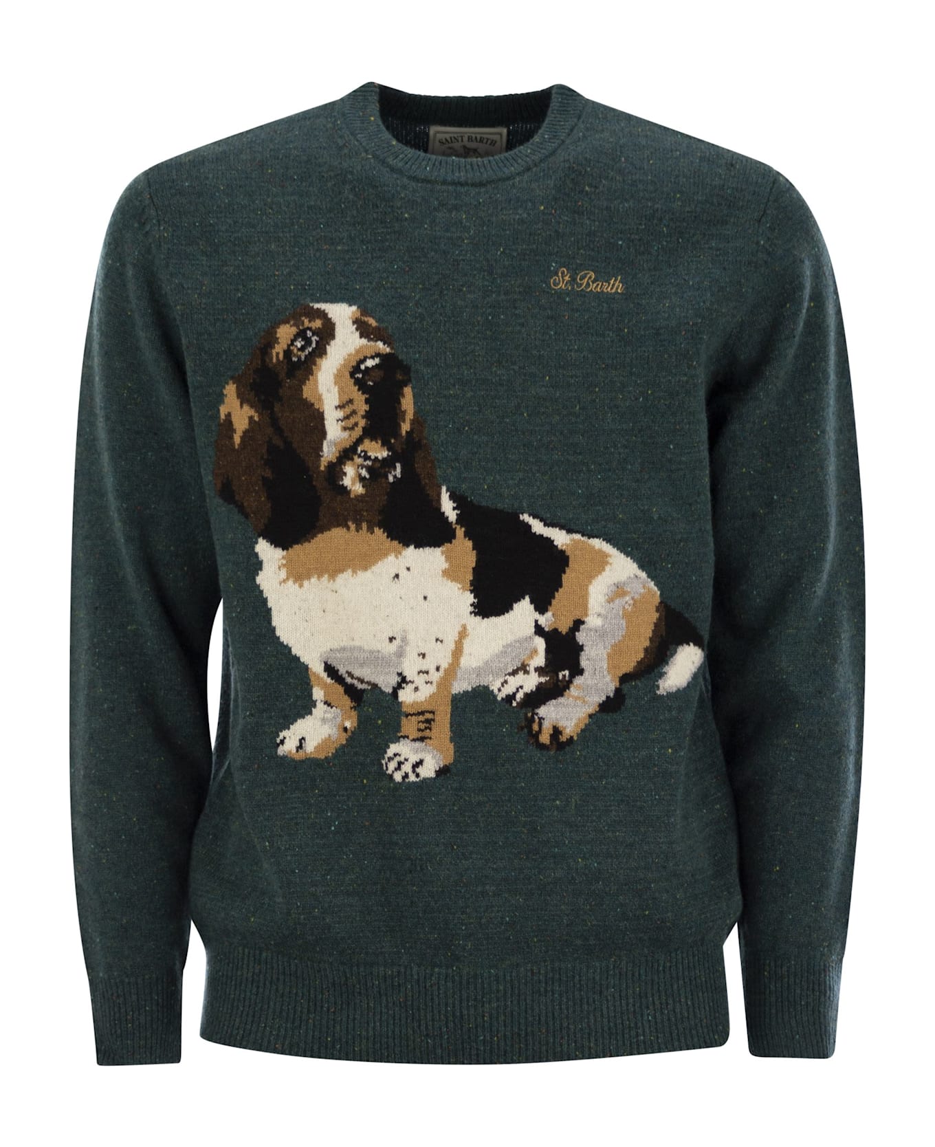 MC2 Saint Barth Dachshund Jumper In Wool Blend - Green