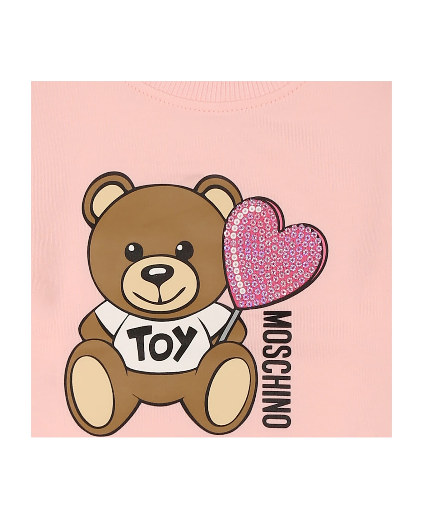 Moschino Fuchsia Sweatshirt For Baby Girl With Teddy Bear - Pink
