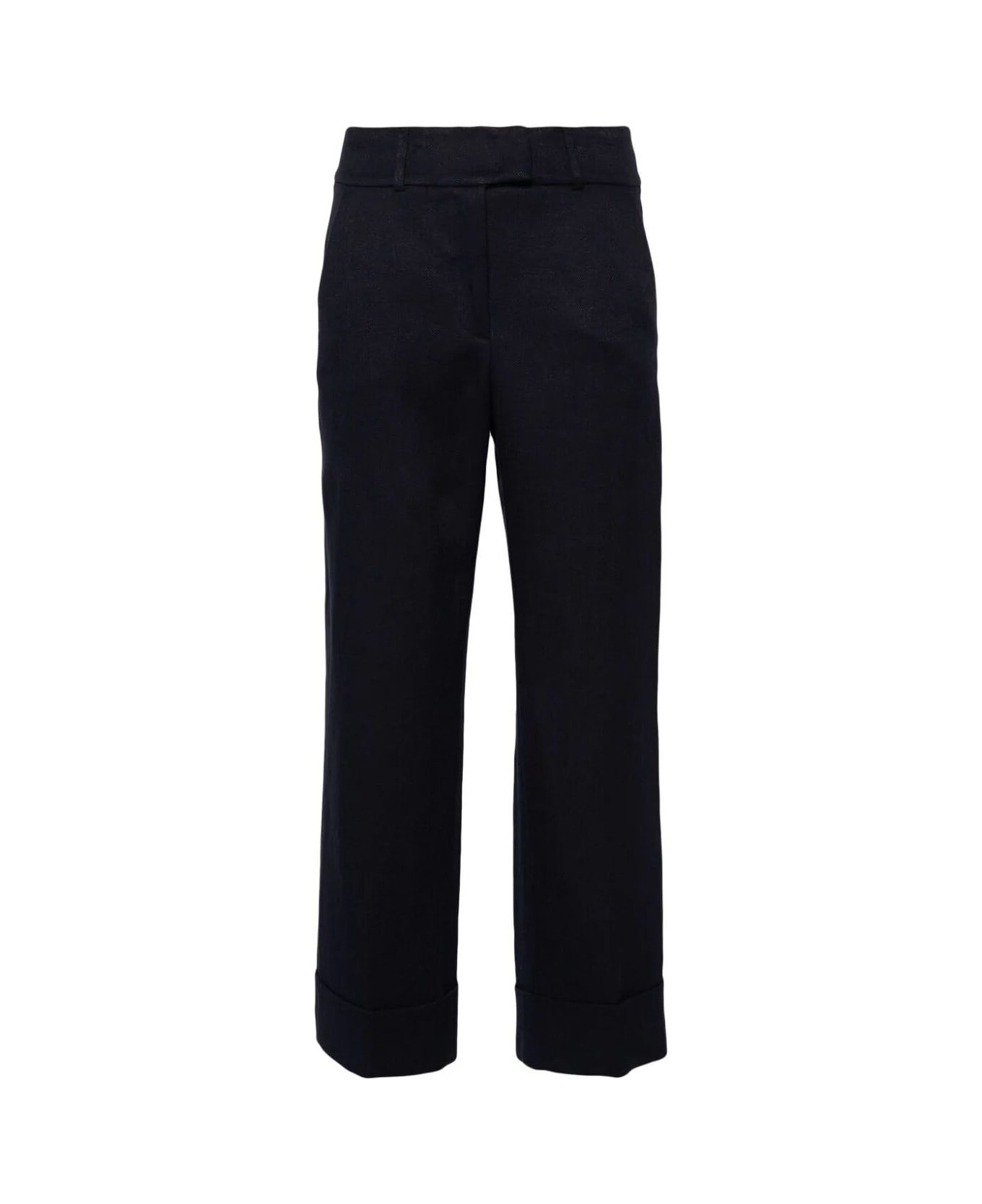 Peserico Straight Leg Pants With Lapel - Ink Blue