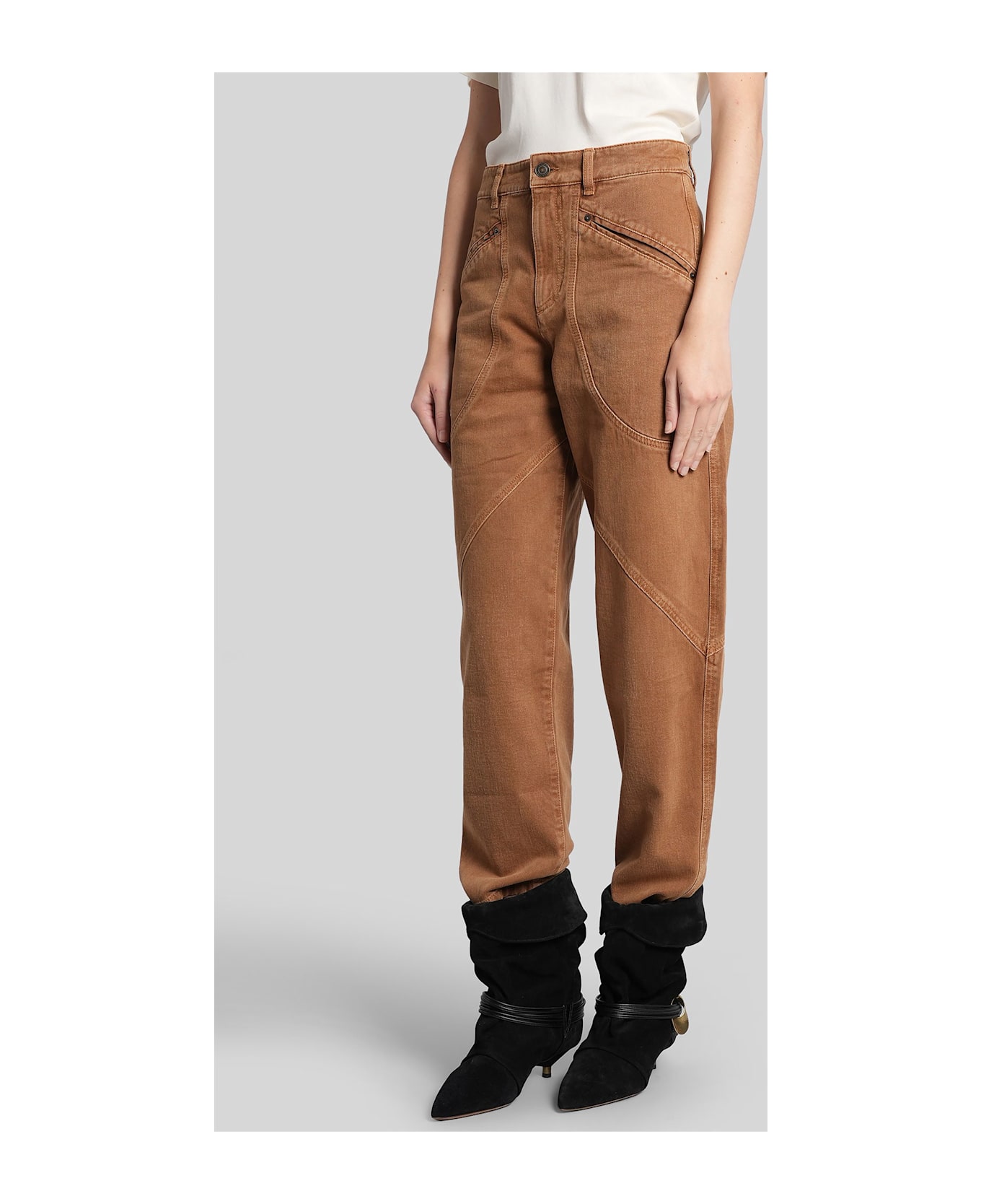 Isabel Marant Catarina Jeans In Brown Cotton - brown