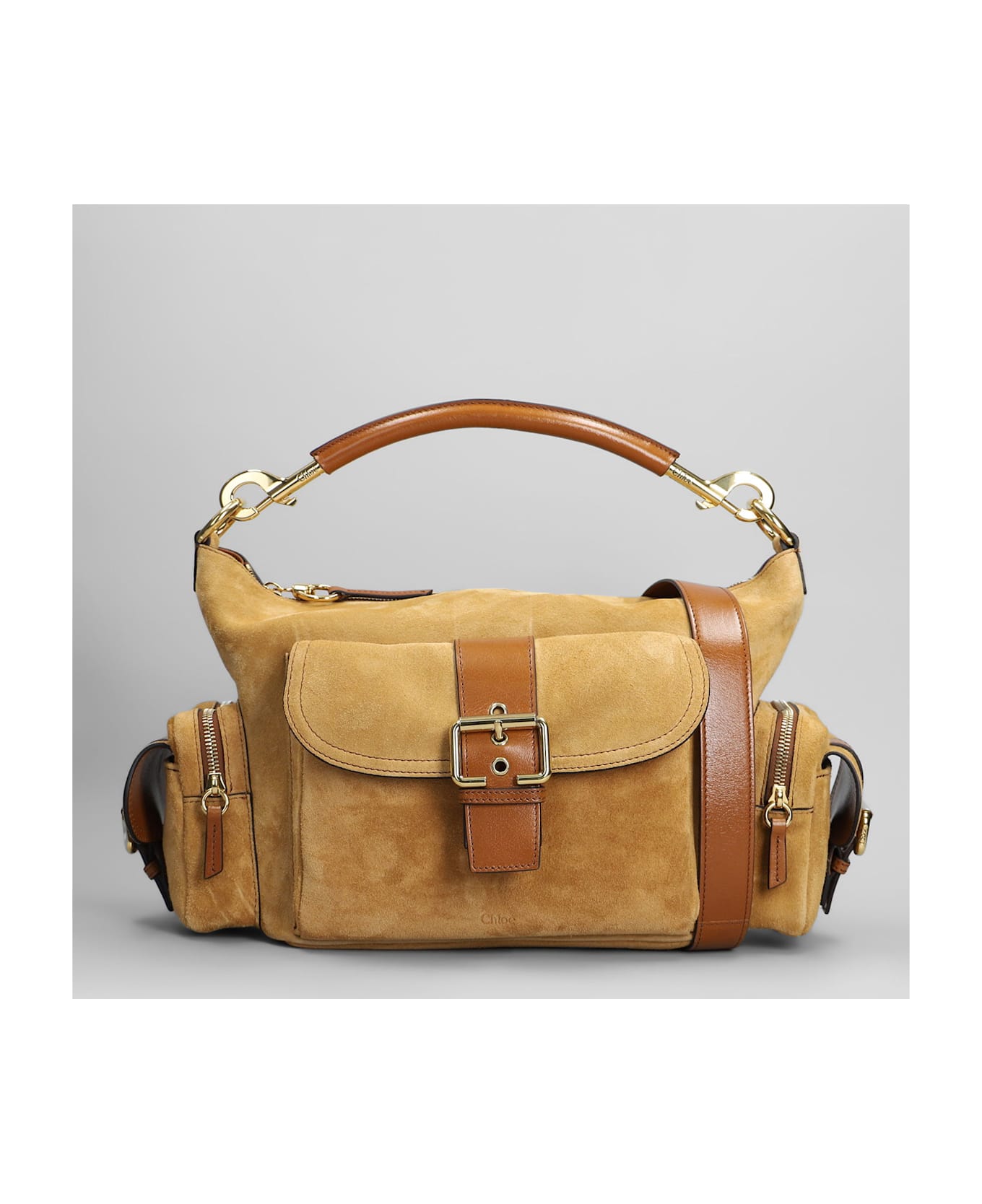 Chloé Camera Bag Shoulder Bag In Camel Suede - Camel
