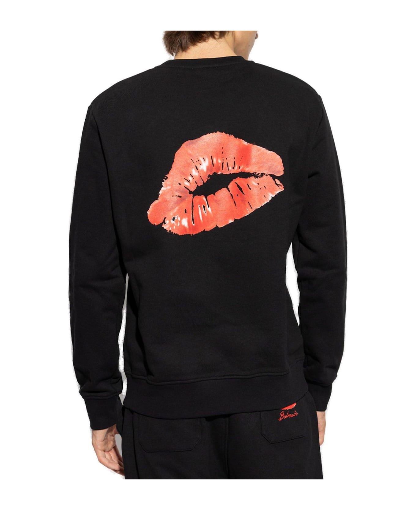 Balmain Kiss-printed Round Neck Sweatshirt - Noir/rouge