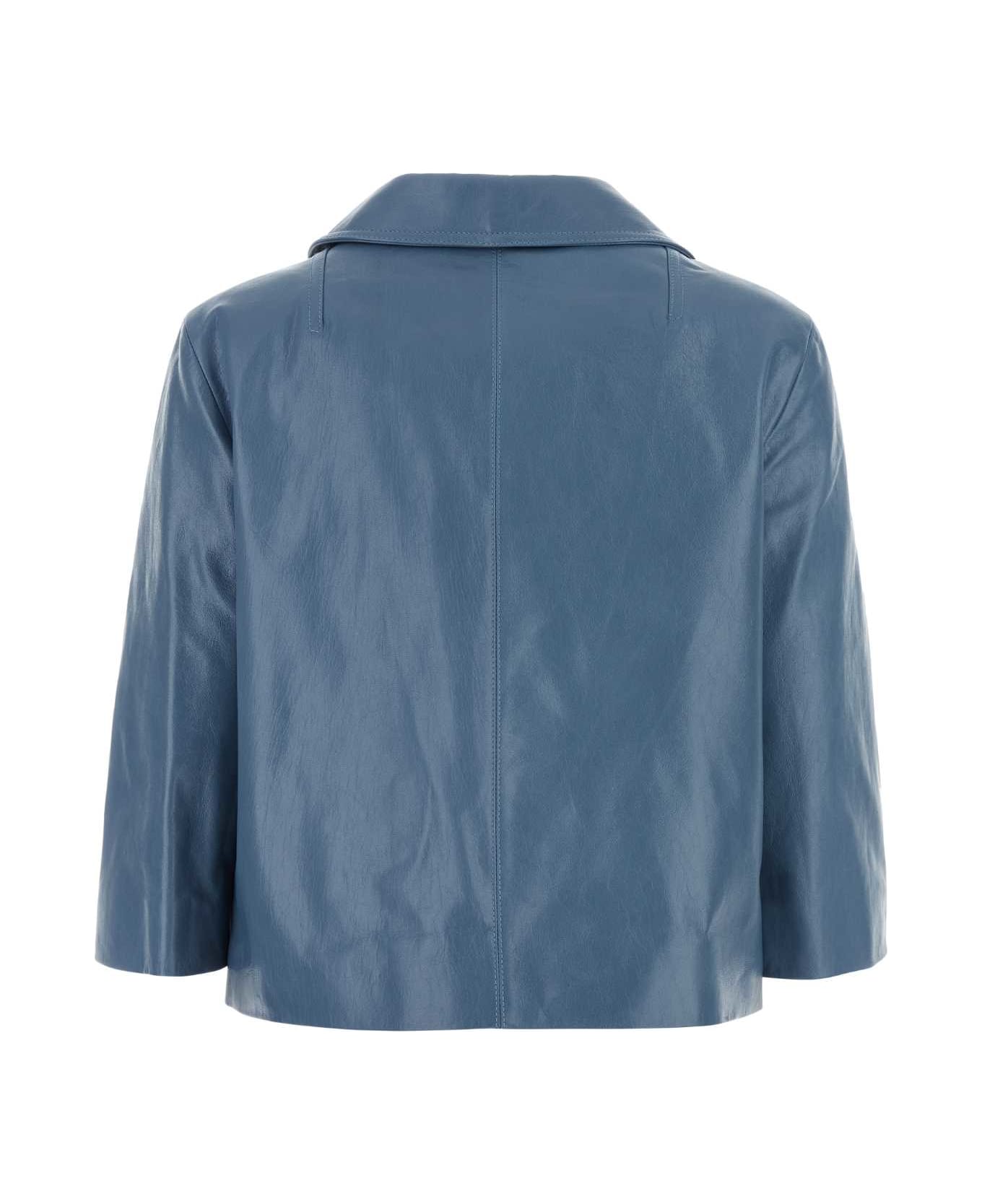 Marni Cerulean Blue Leather Blazer - 00B37