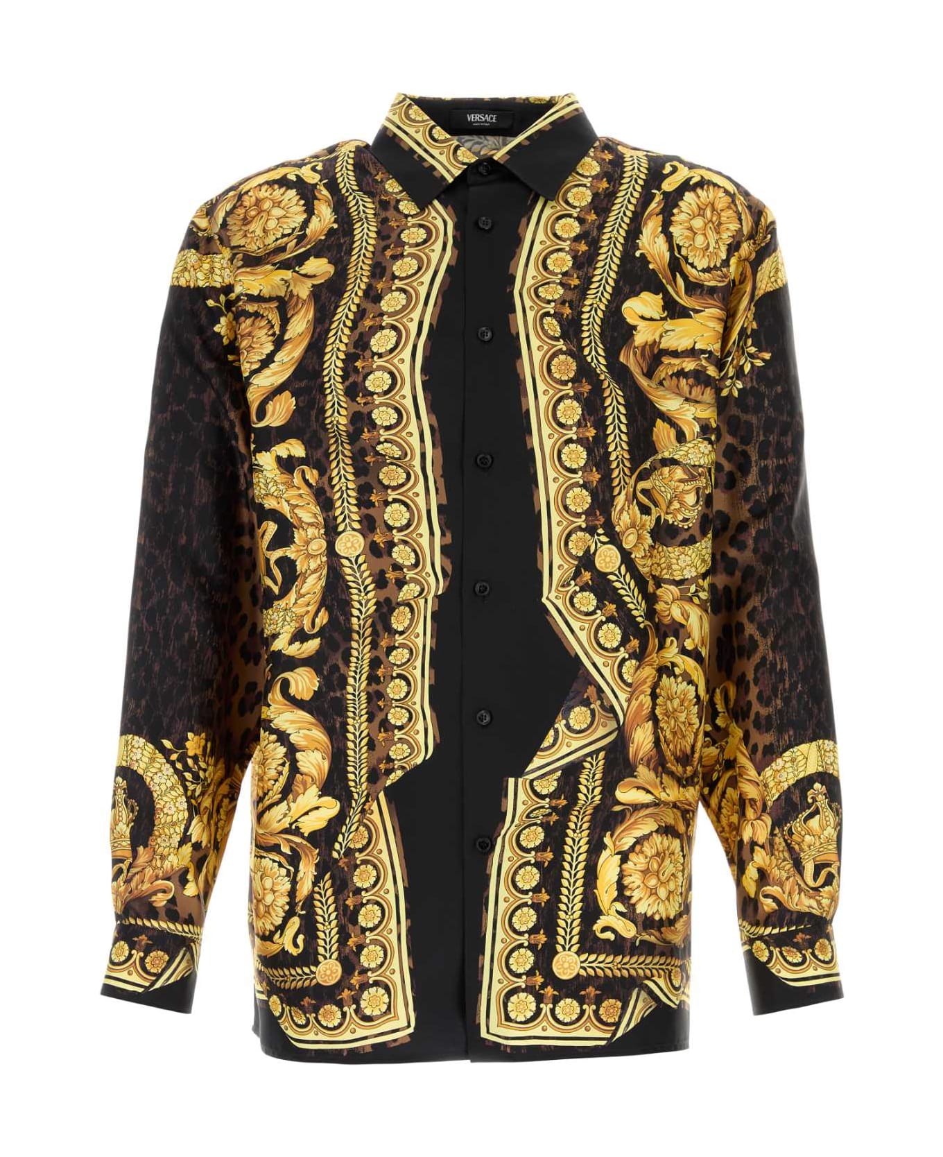 Versace Printed Silk Shirt - CHESTNUTGOLD