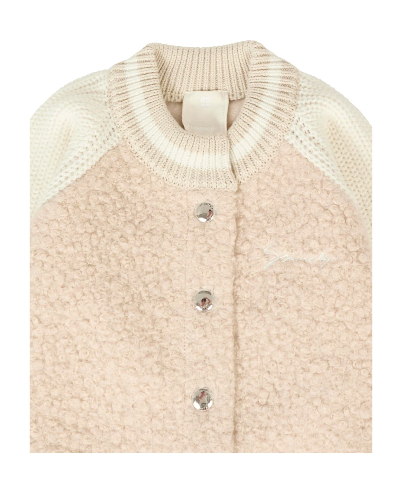 Givenchy Beige Bomber Jacket For Baby Girl With Logo - Beige