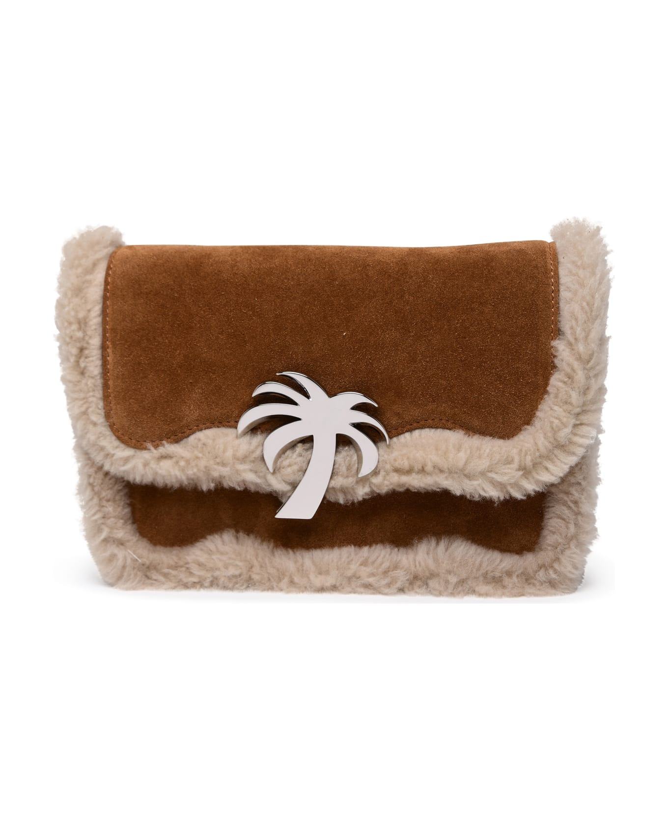 Palm Angels 'palm Beach' Bag In Beige Suede - Brown ショルダーバッグ