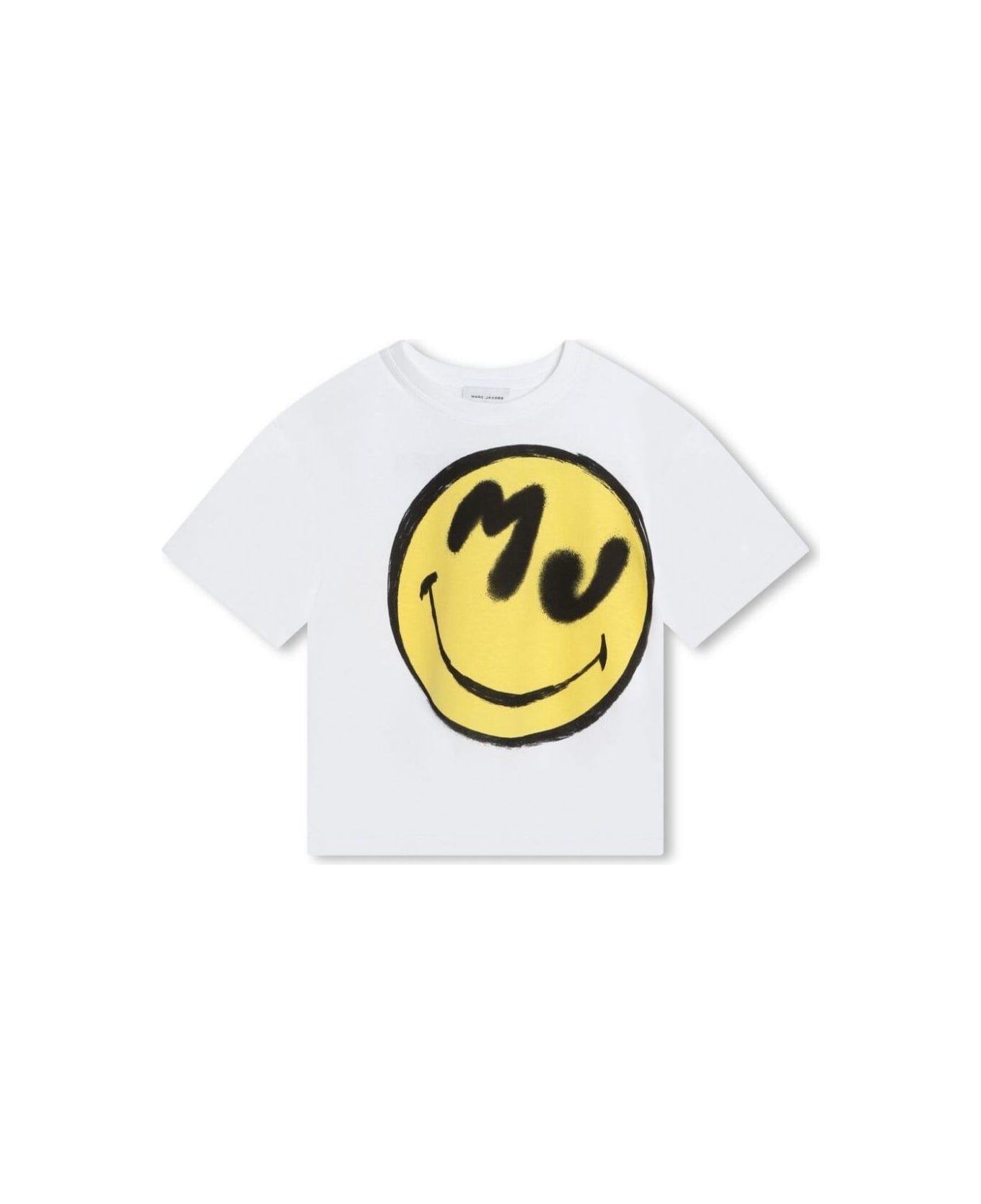 Little Marc Jacobs White Crewneck T-shirt With Smile Print In Cotton Boy - White