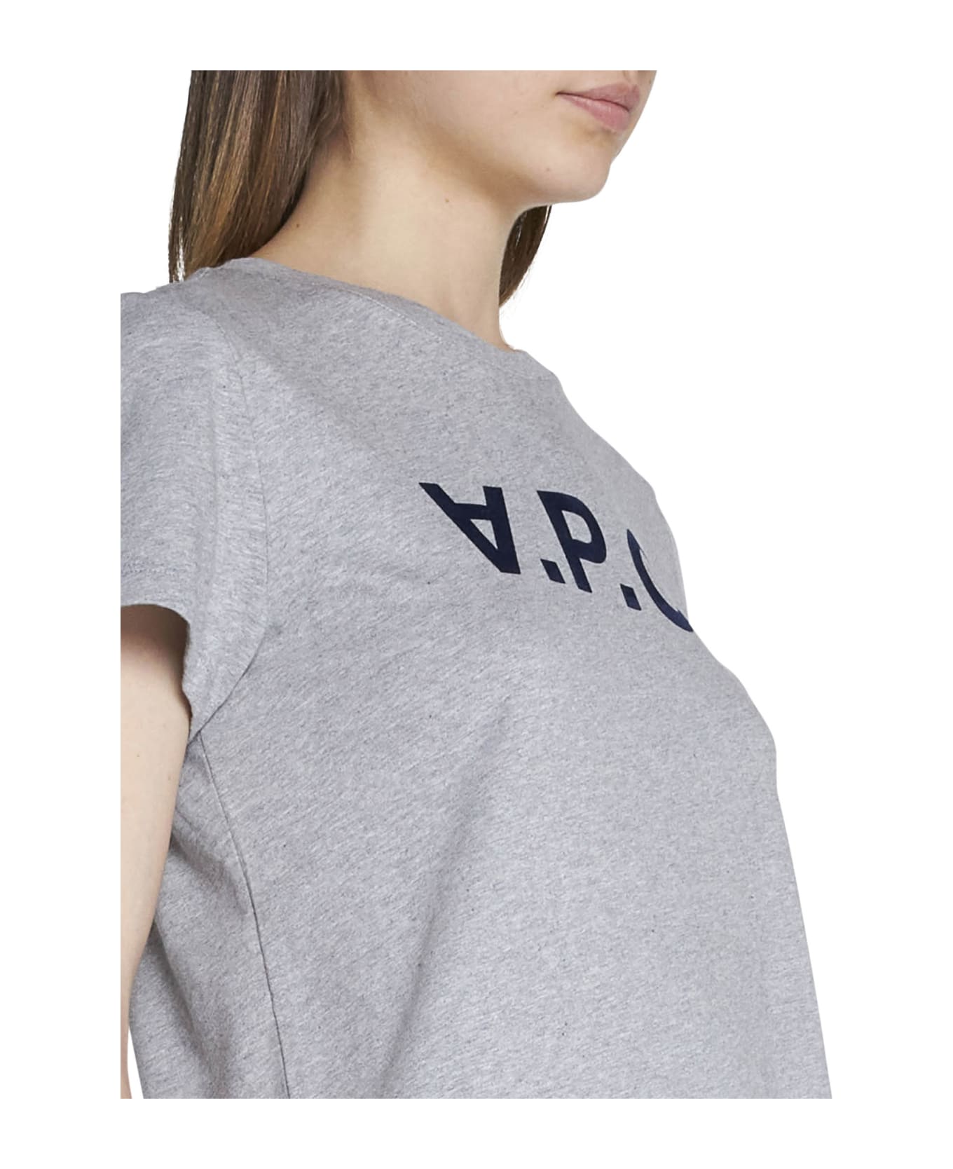 A.P.C. Signature T-shirt - Heathered light grey