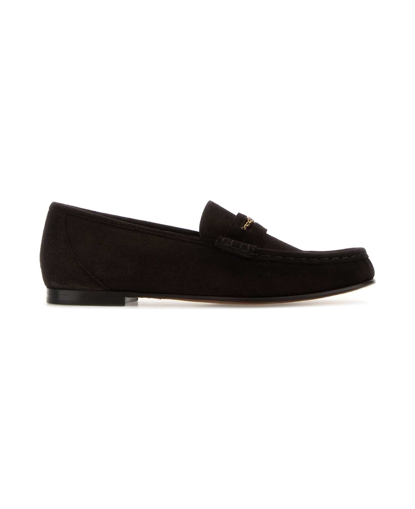 Chloé Dark Brown Suede Loafers - BURNTWOOD
