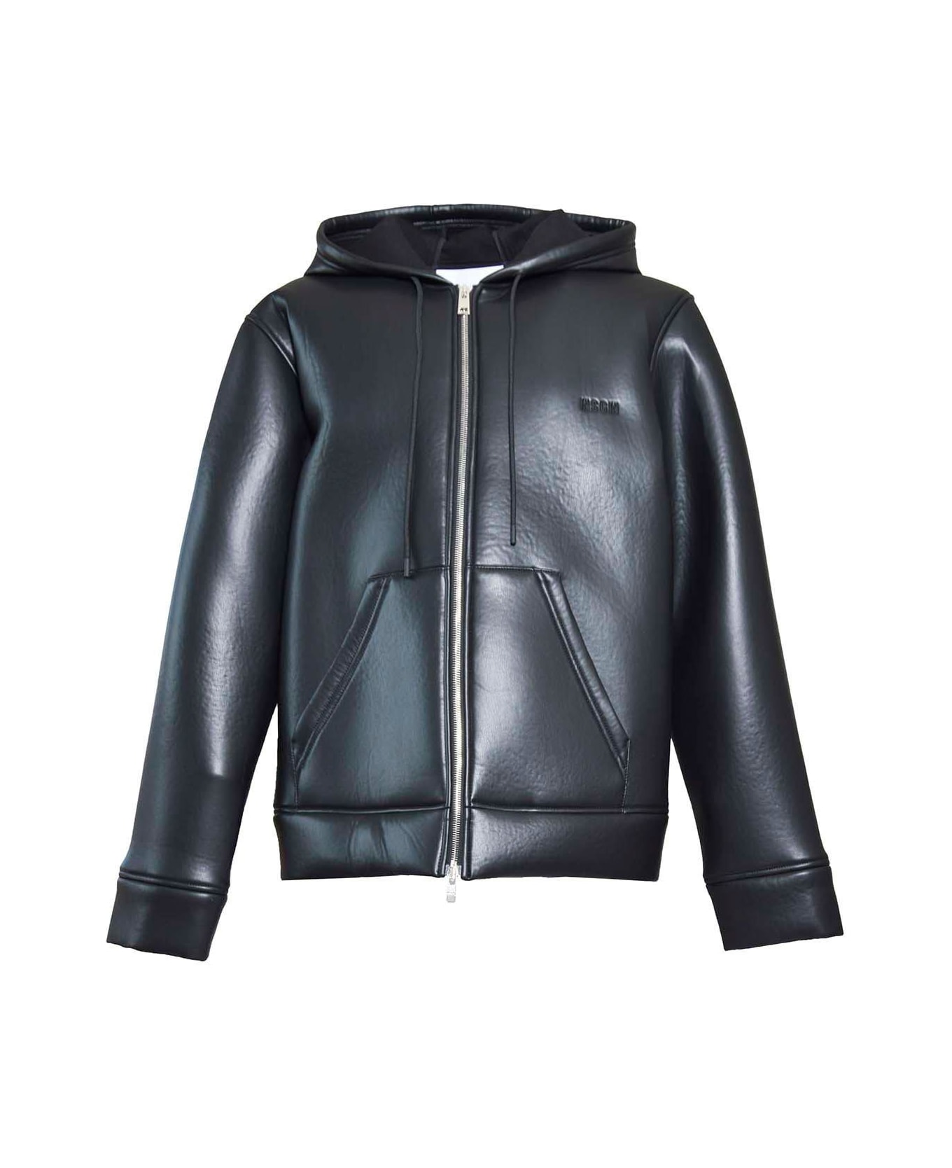 MSGM Logo Embroidered Zip-up Jacket - Black