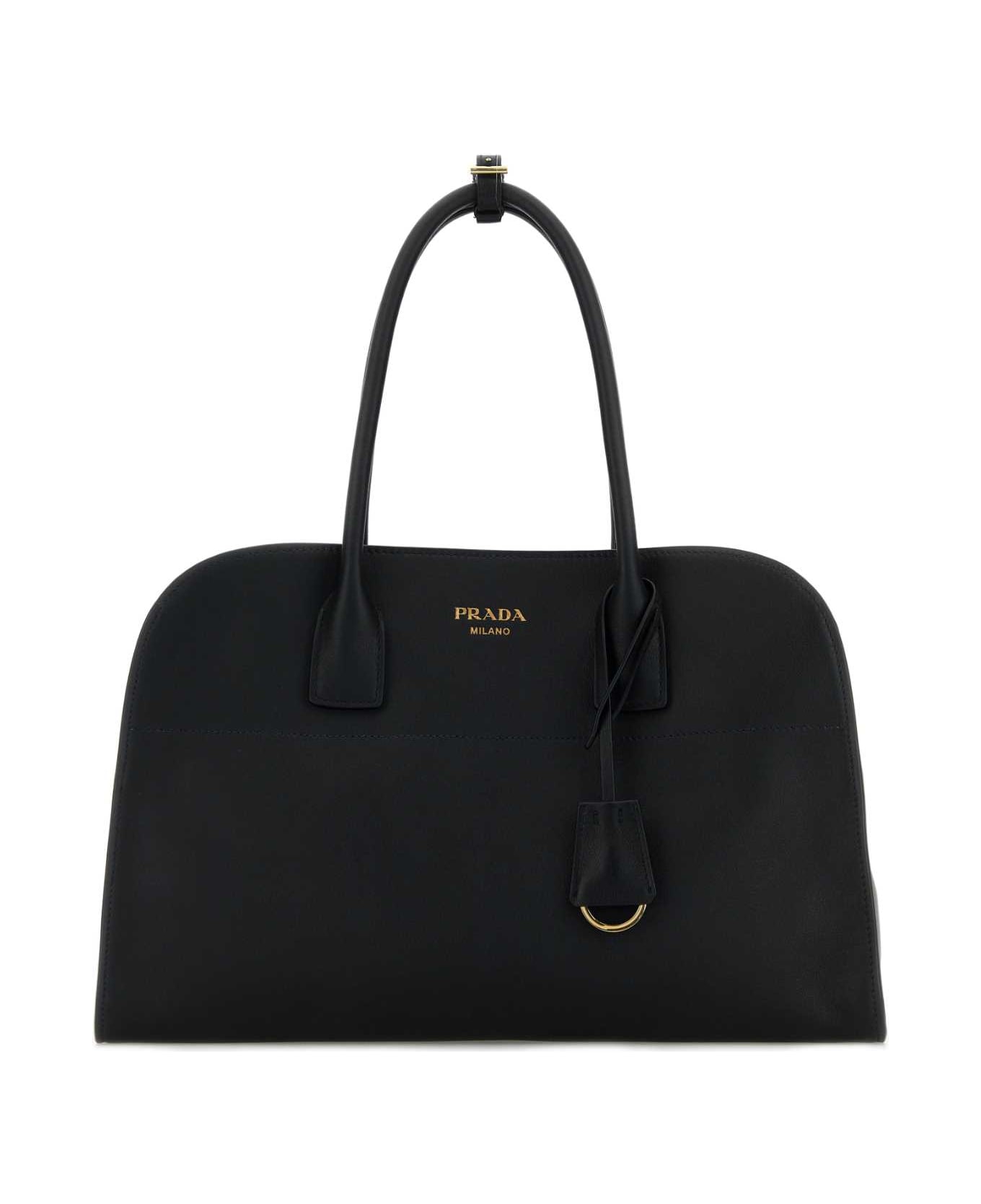 Prada Black Leather Medium Shopping Bag - NERO