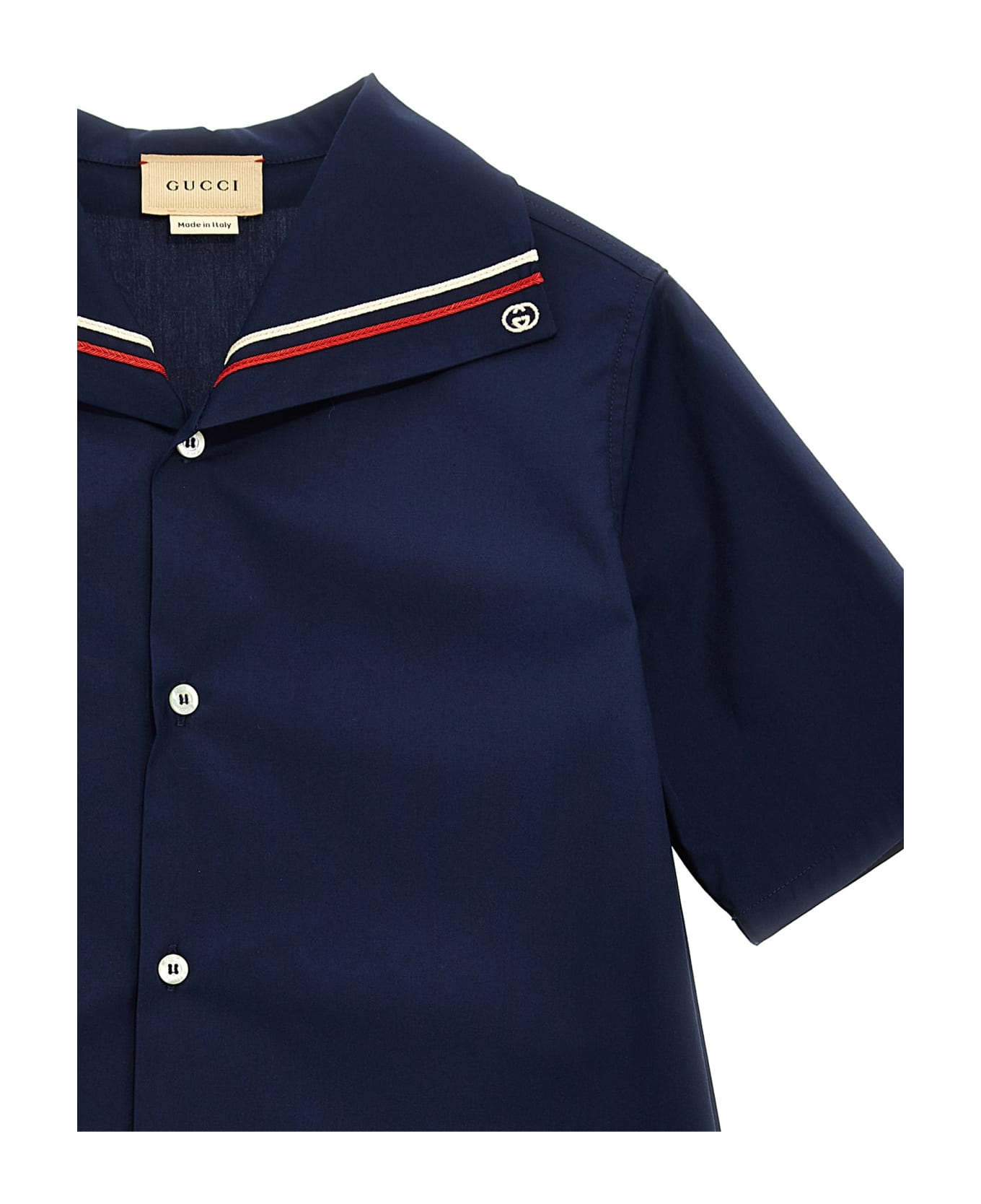 Gucci Collar Embroidery Shirt - Blue シャツ