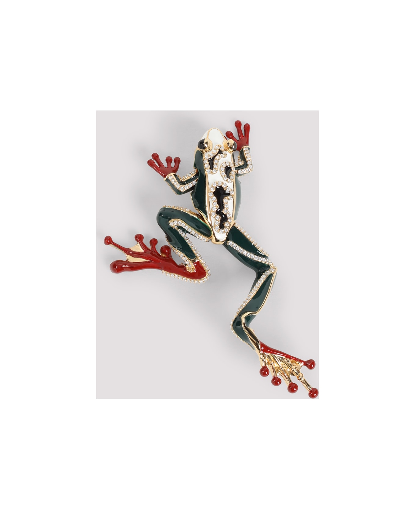 Bottega Veneta Frog Silver Brooch - White Dsrk Green