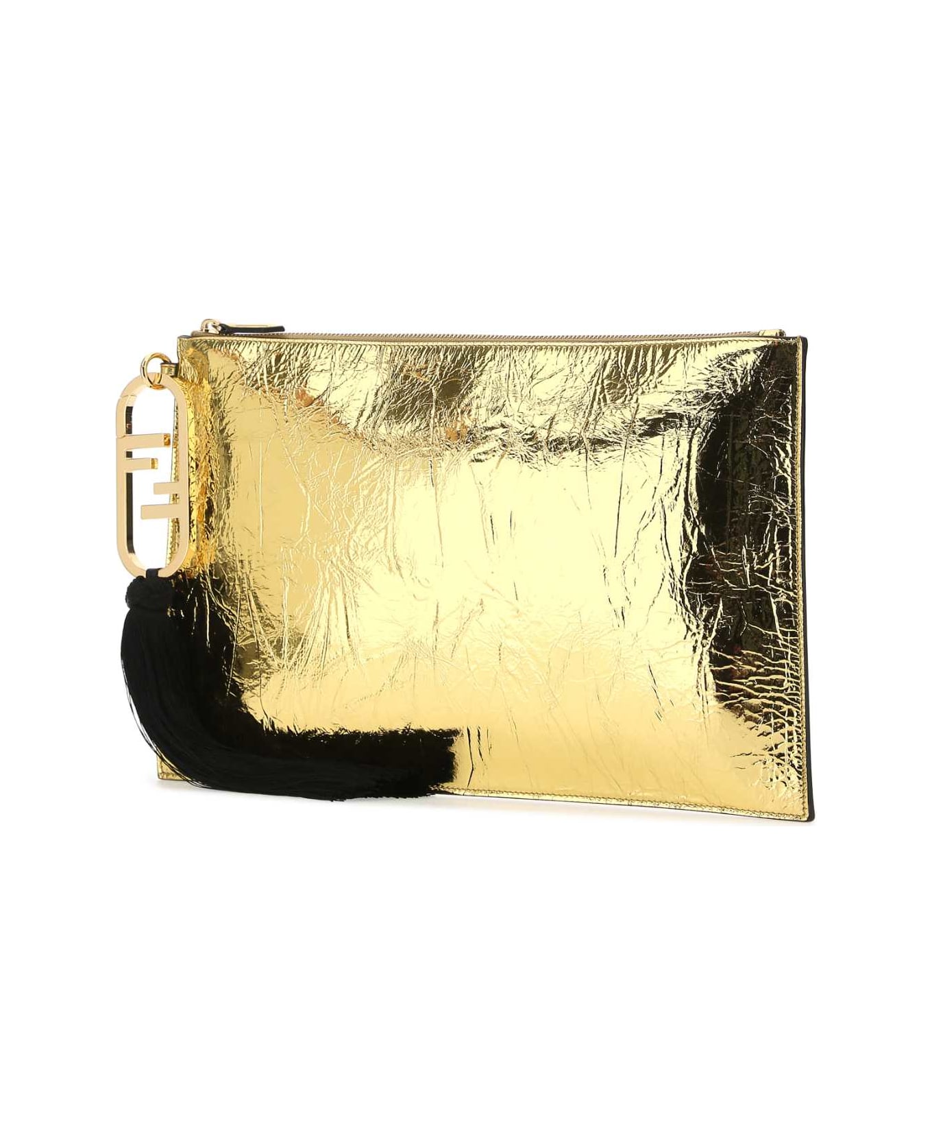 Fendi Gold Leather Clutch | italist