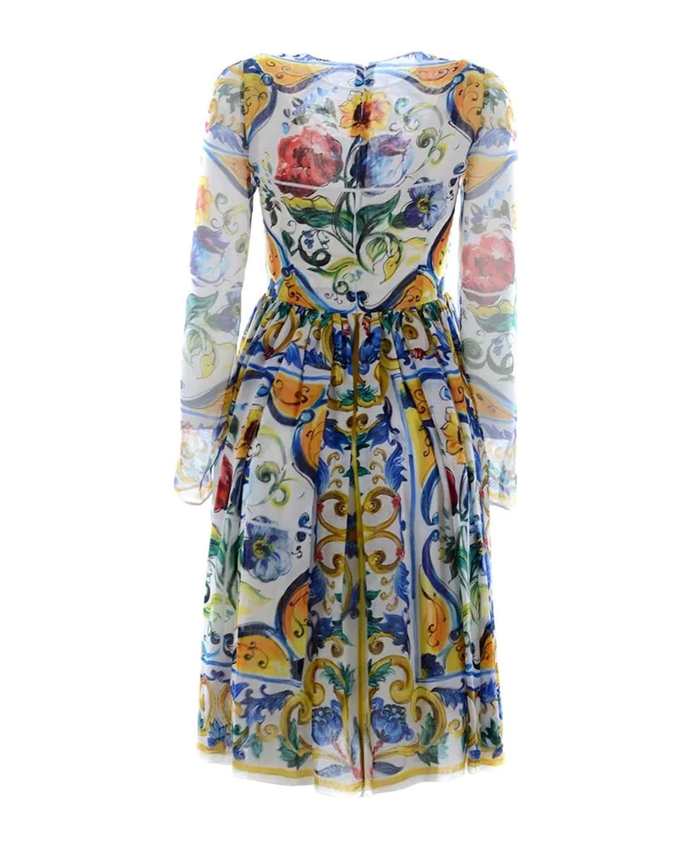 Dolce & Gabbana Silk Maiolica Dress - White
