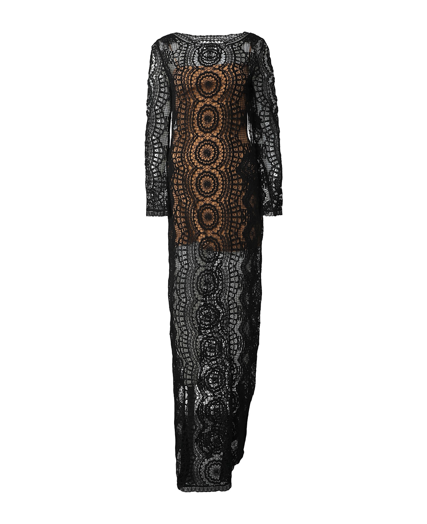 Alberta Ferretti Openwork-knit Dress - black