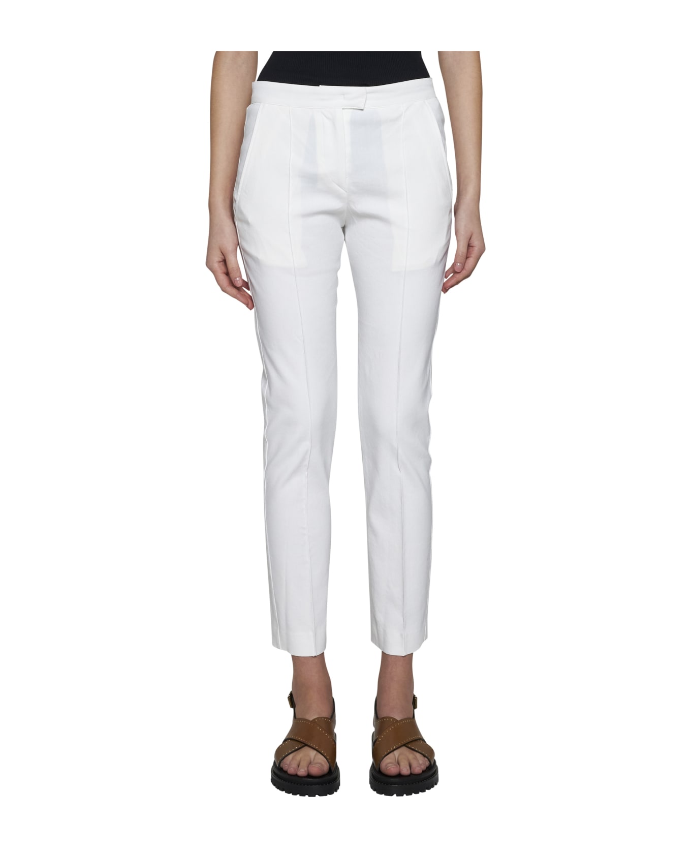 Isabel Marant Straight-leg Cropped Slim-cut Trousers - White