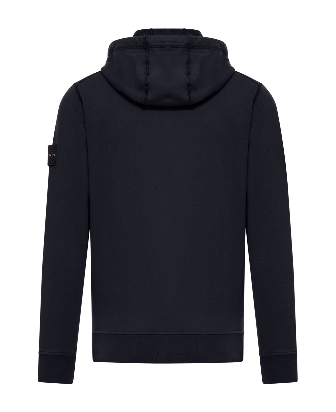 Stone Island Compass Patch Zip-up Hoodie - BLEU
