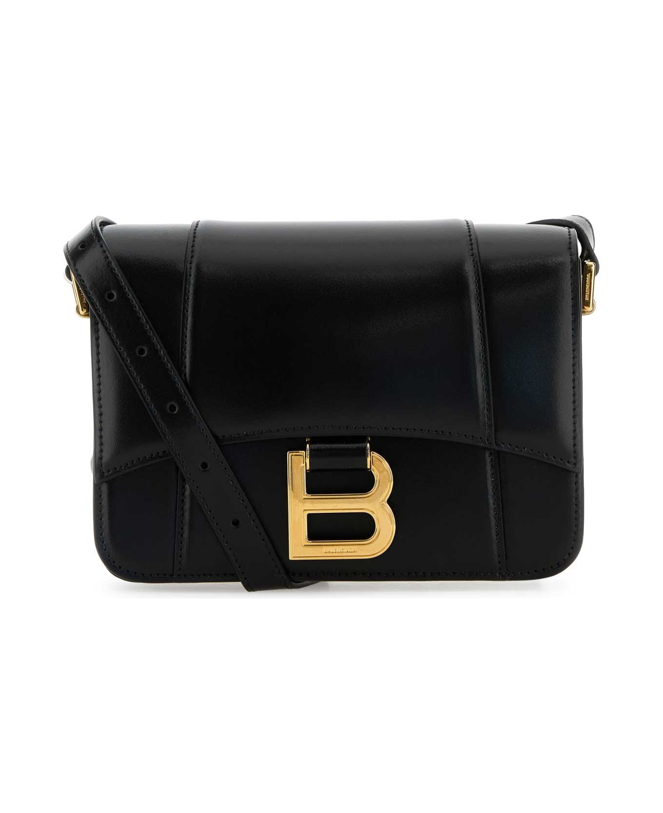 Balenciaga Black Leather Small Hourglass Crossbody Bag - Black
