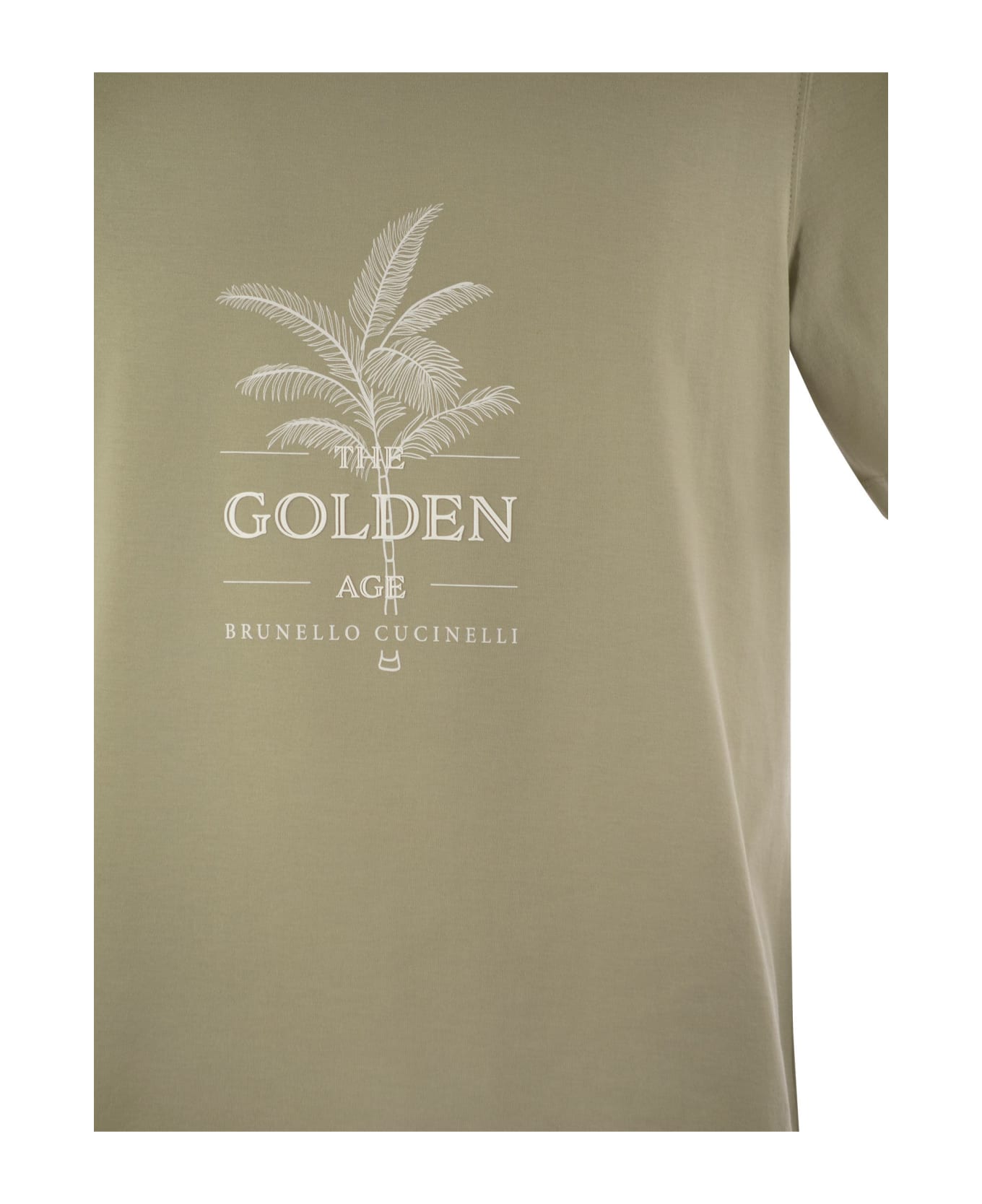 Brunello Cucinelli Cotton Jersey T-shirt With Print - Beige