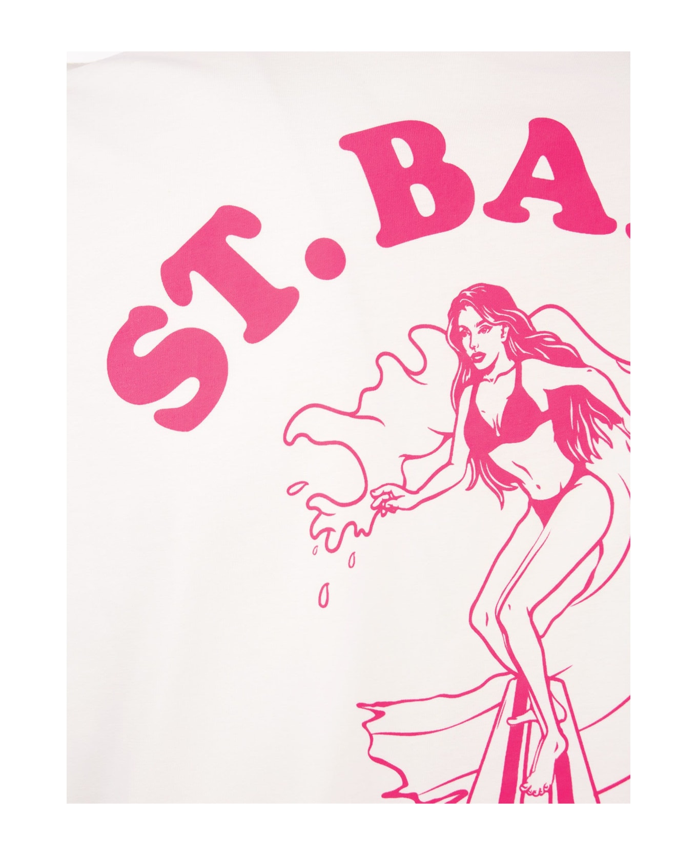 MC2 Saint Barth Cotton T-shirt With Surfer Girl Print - White