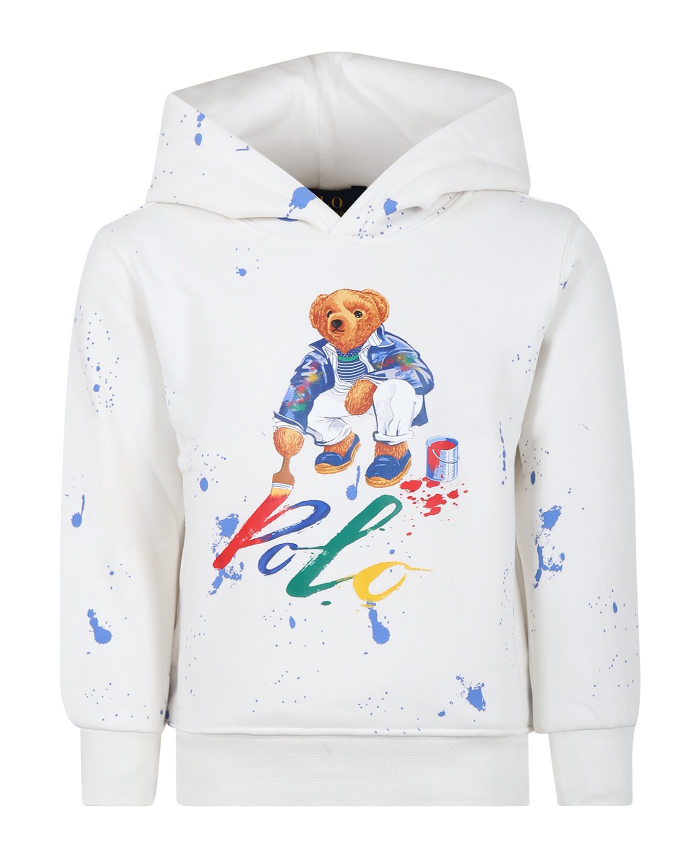 Ralph Lauren White Sweatshirt For Boy With Polo Bear - White