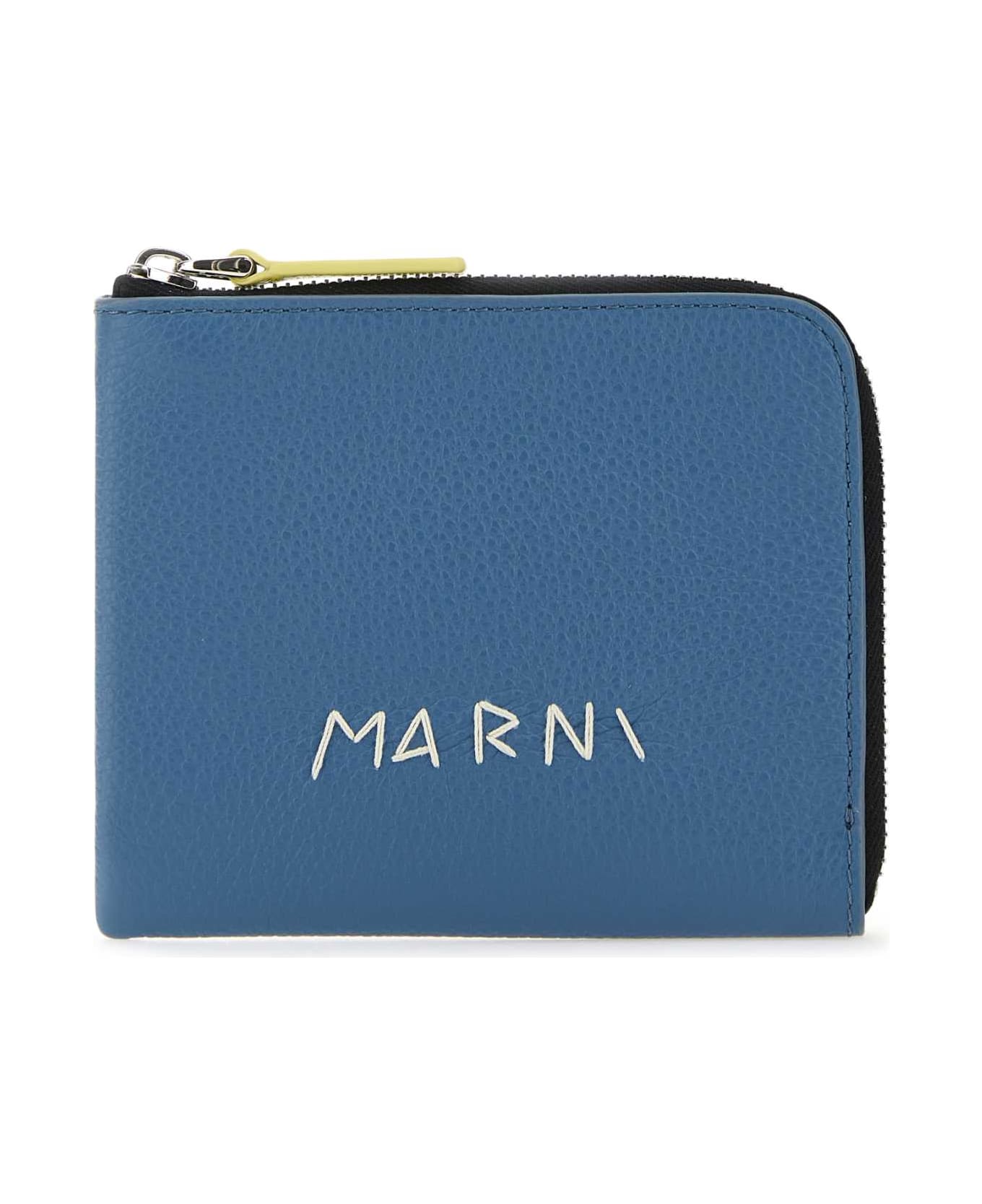 Marni Slate Blue Leather Wallet - OPAL