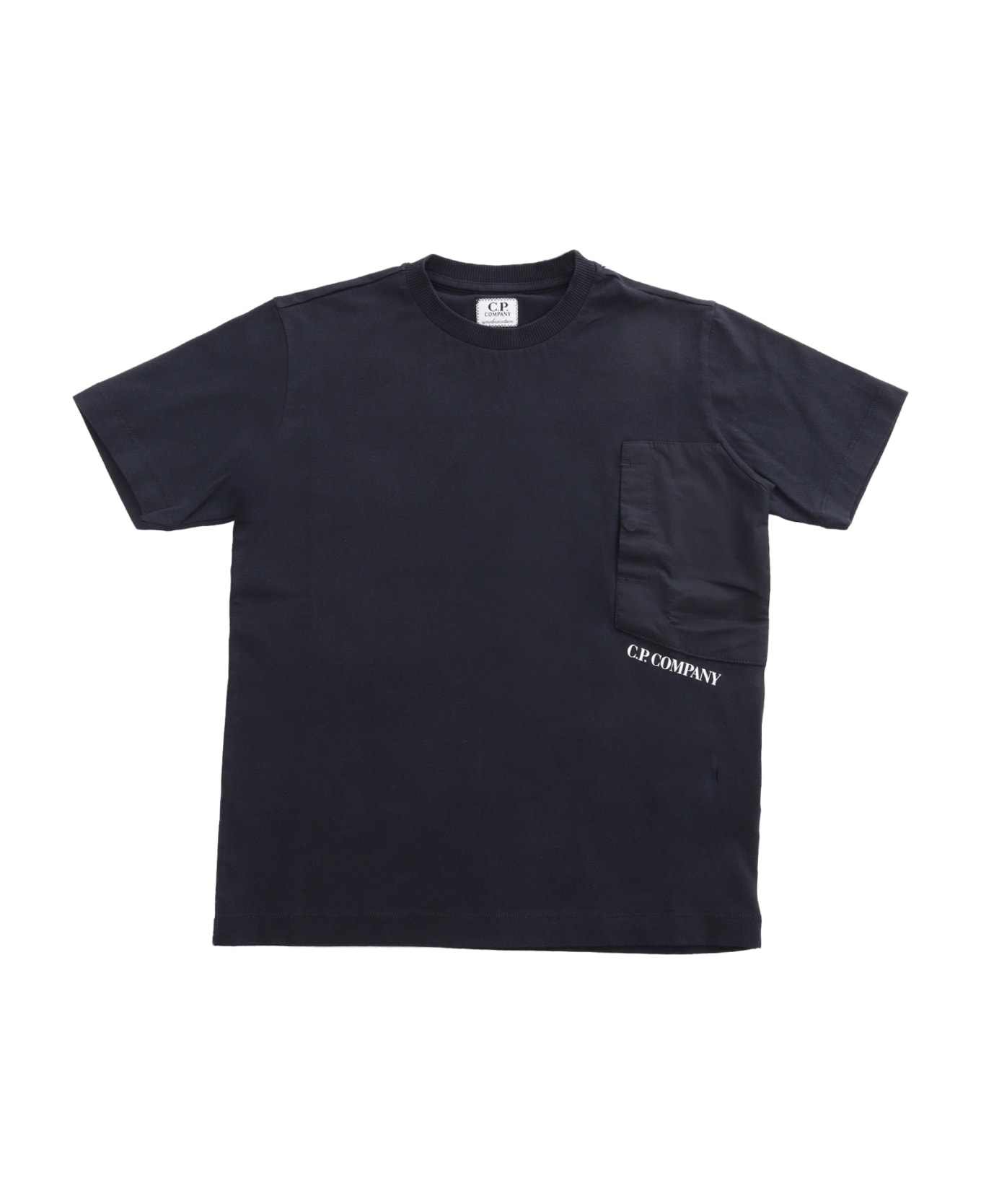 C.P. Company Undersixteen Black T-shirt With Logo - BLUE