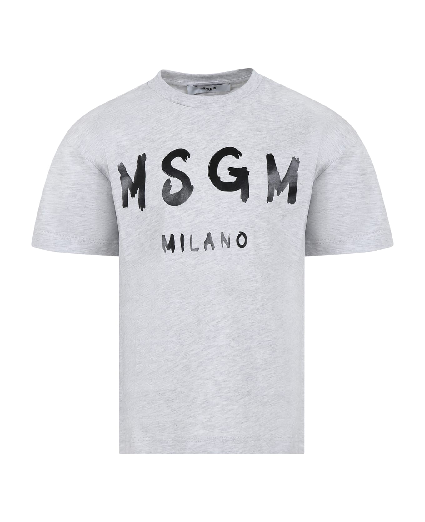 MSGM Grey T-shirt For Kids With Logo - Grigio chiaro
