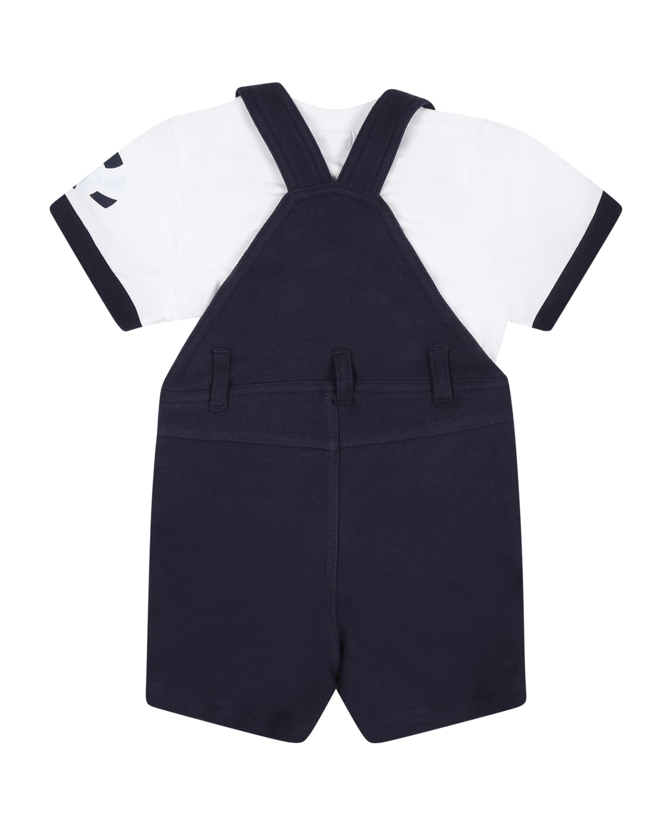 Hugo Boss Blue Dungarees For Baby Boy With Logo - Blue コート＆ジャケット