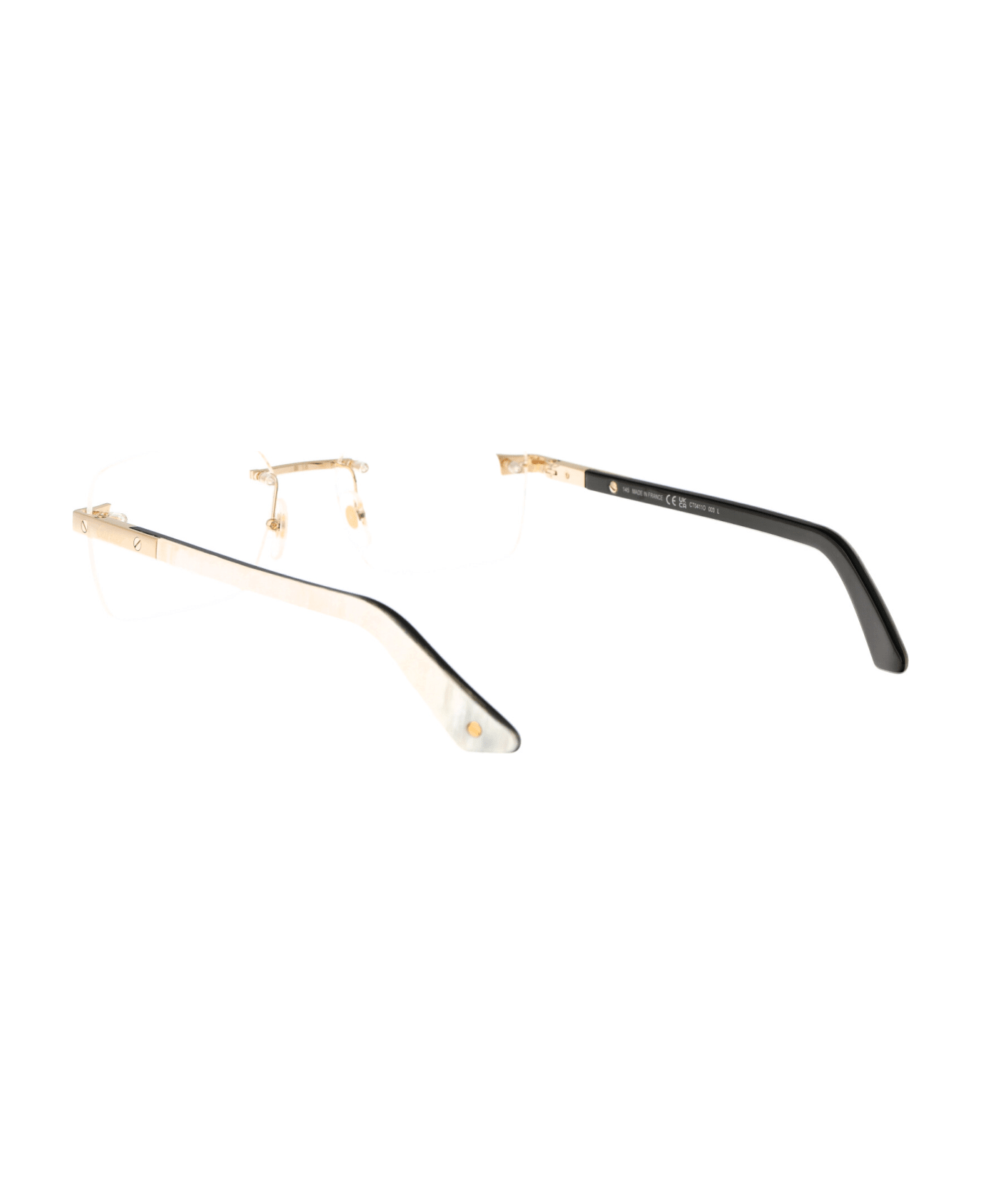 Cartier Eyewear Ct0411o Glasses - 003 GOLD WHITE TRANSPARENT