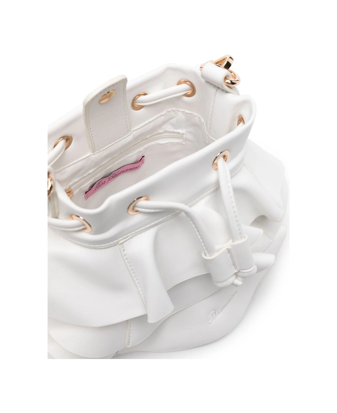 Miss Blumarine White Hand Bag With Ruffles - Bianco アクセサリー＆ギフト