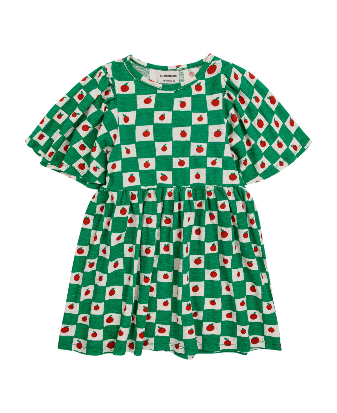 Bobo Choses Green Dress For Girl With Multicolor Pattern - Green