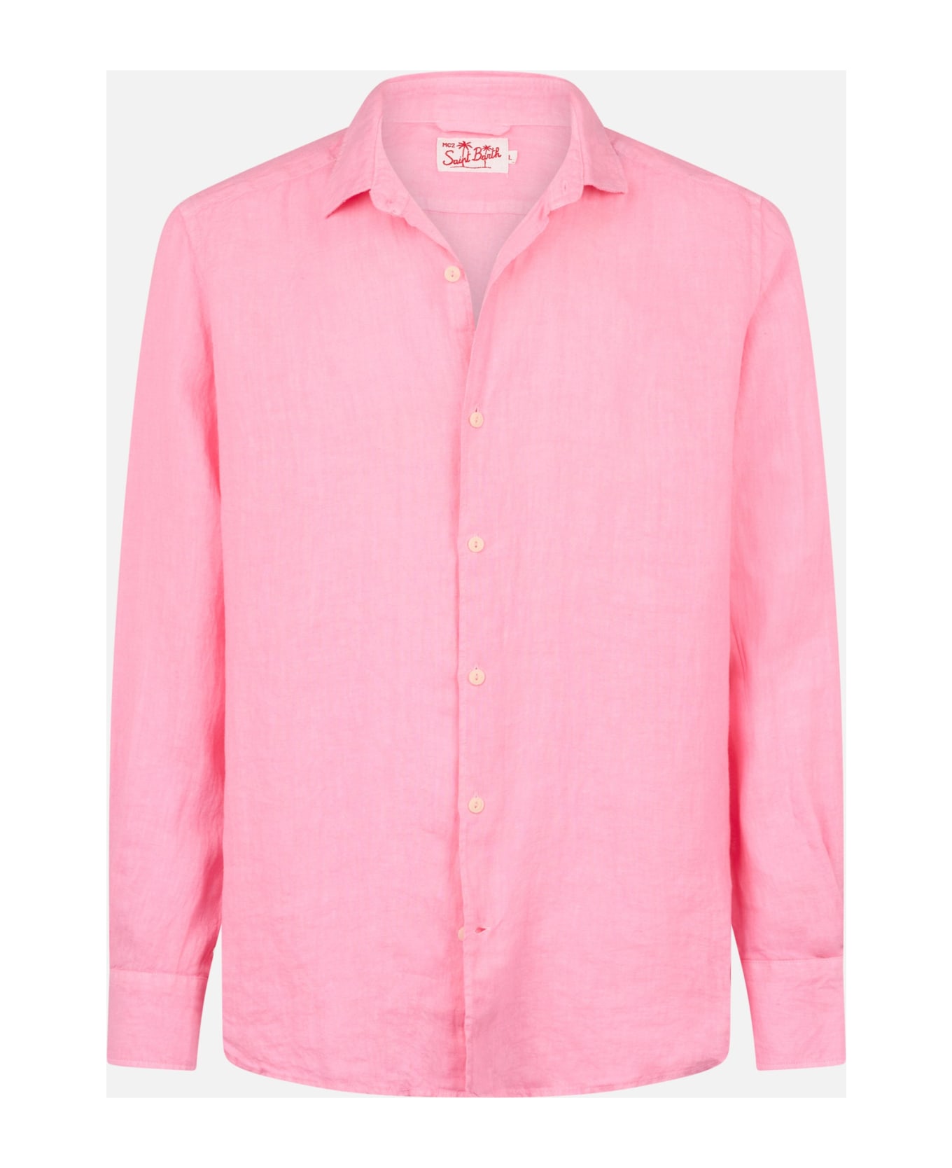 MC2 Saint Barth Man Pink Linen Shirt Pamplona - PINK