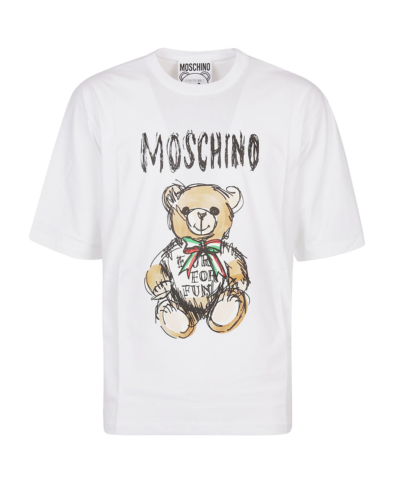 Moschino Drawn Teddy Bear T-shirt - Bianco Fantasia